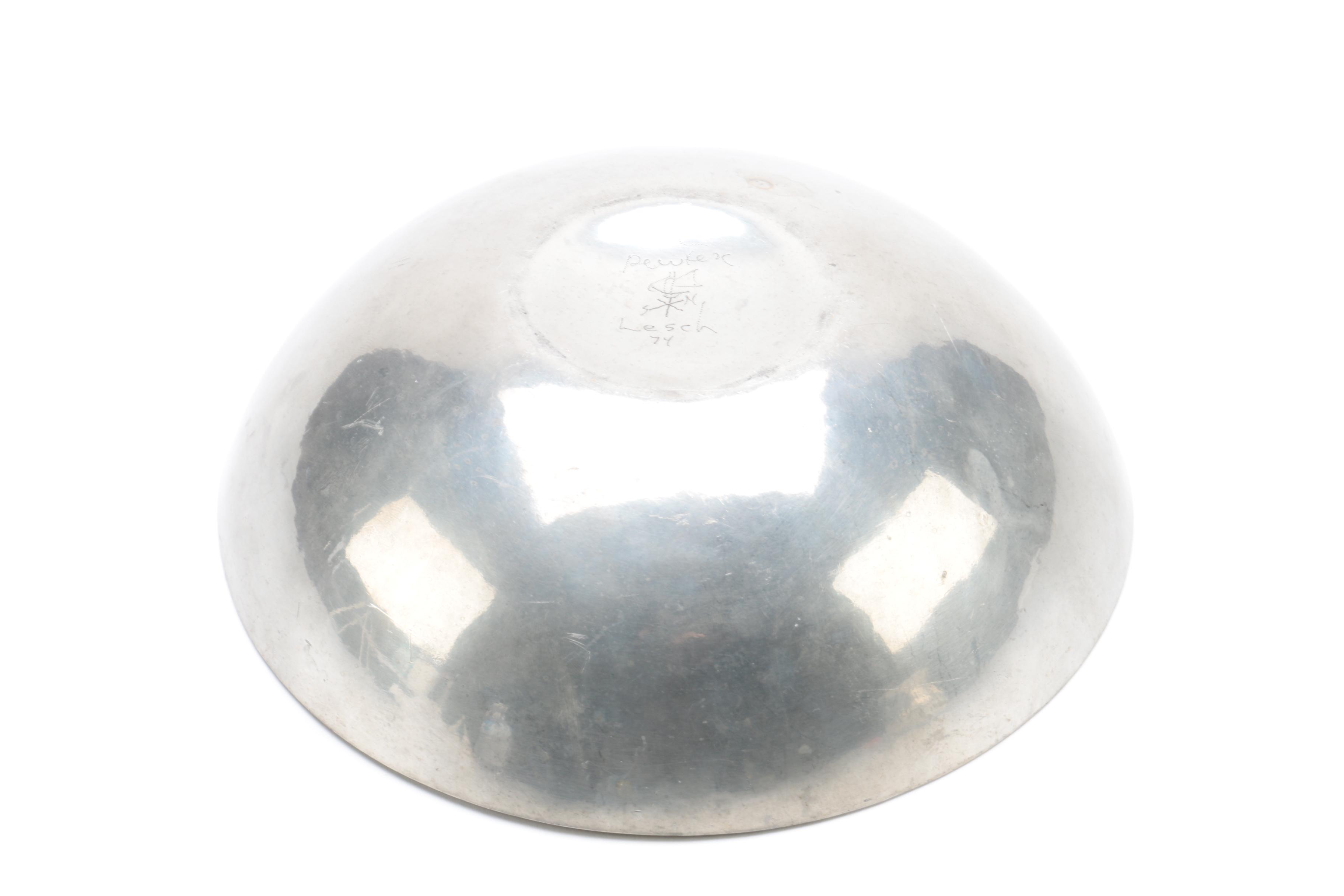 Stieff Pewter Brandy Warmer and Hand Wrought Lesch Pewter Bowl