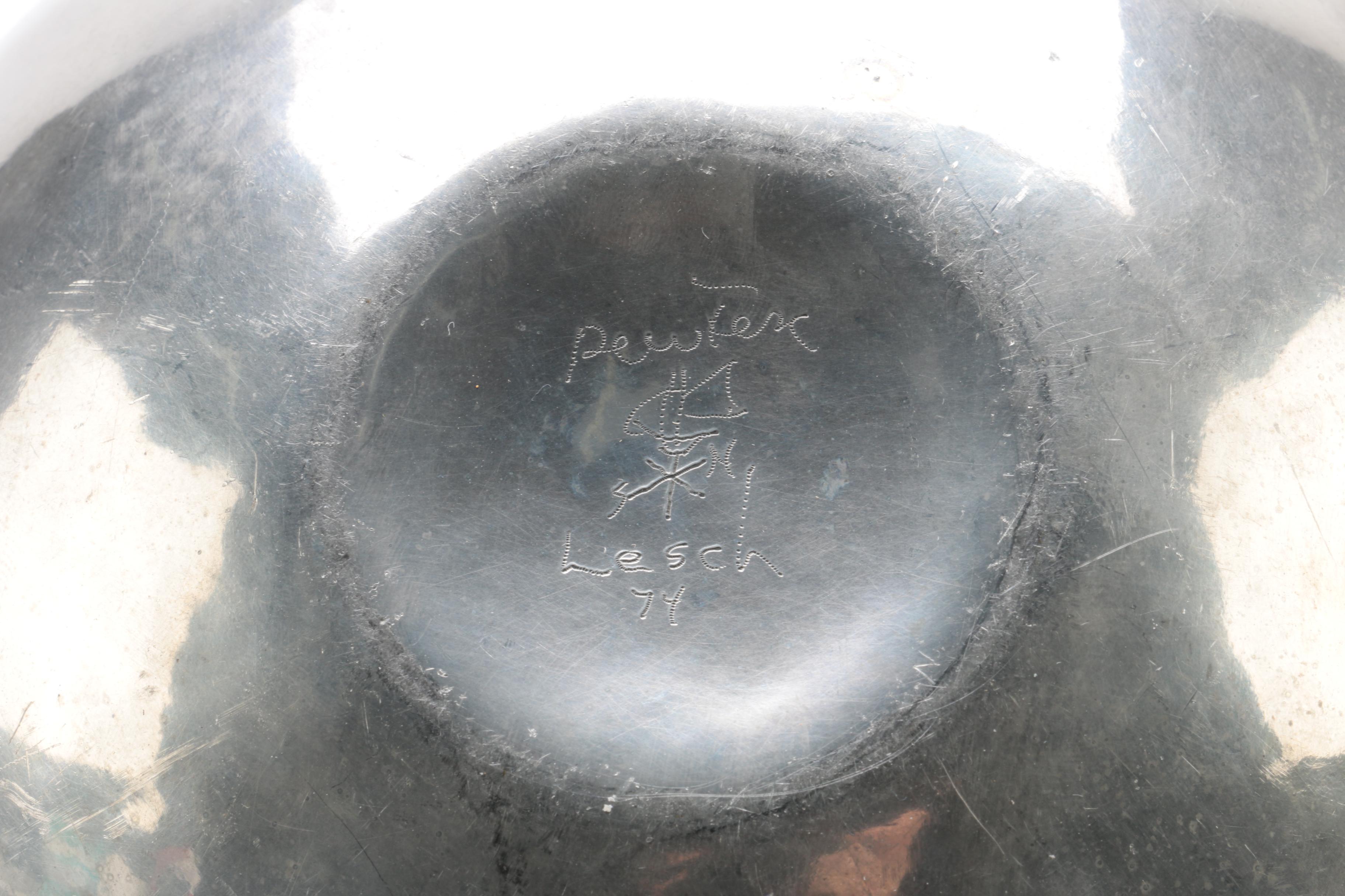 Stieff Pewter Brandy Warmer and Hand Wrought Lesch Pewter Bowl