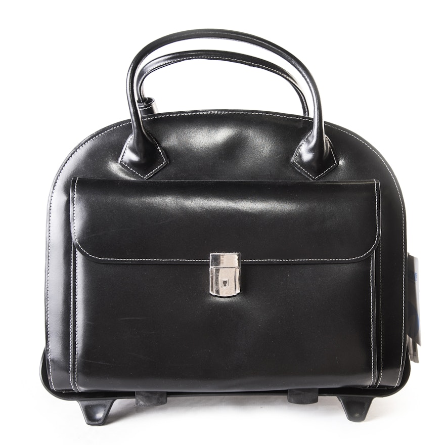 Mcklein Black Leather Detachable Suitcase