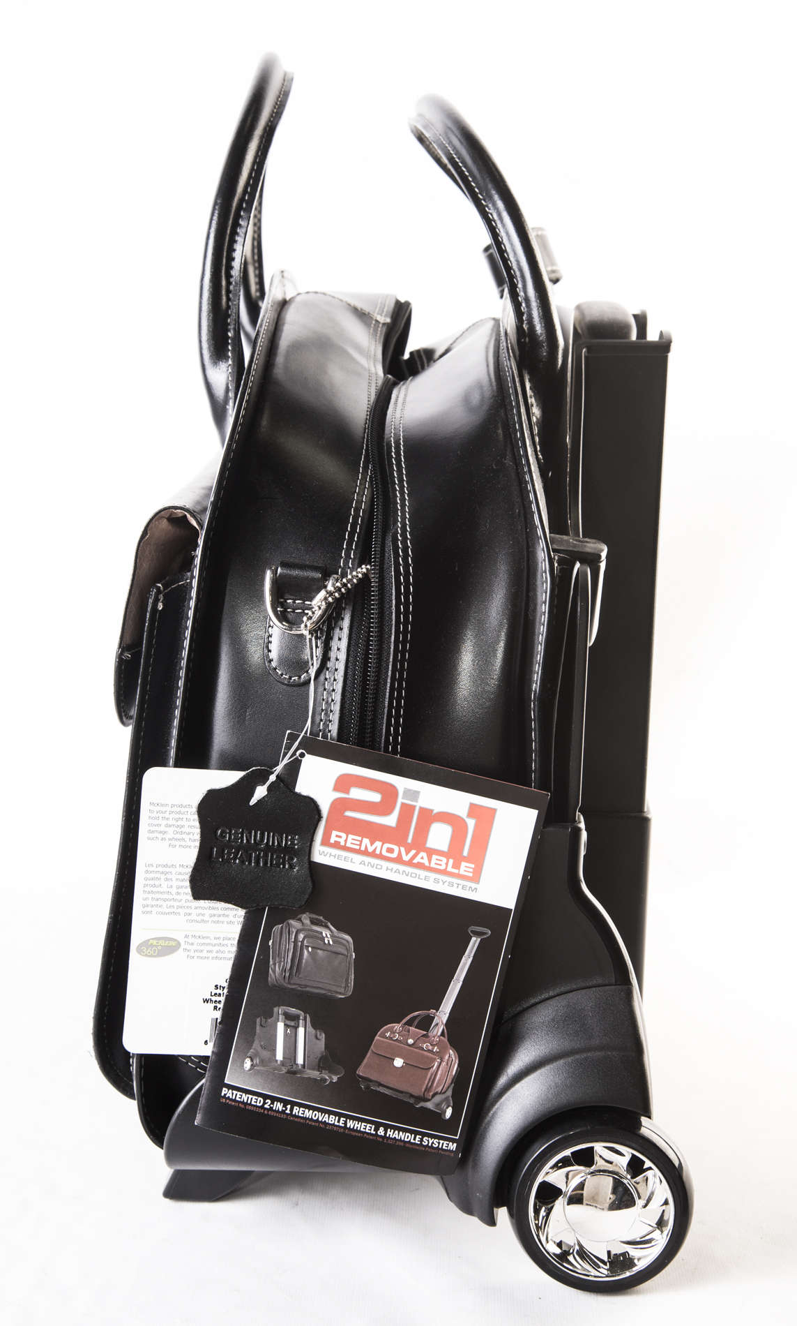 Mcklein Black Leather Detachable Suitcase