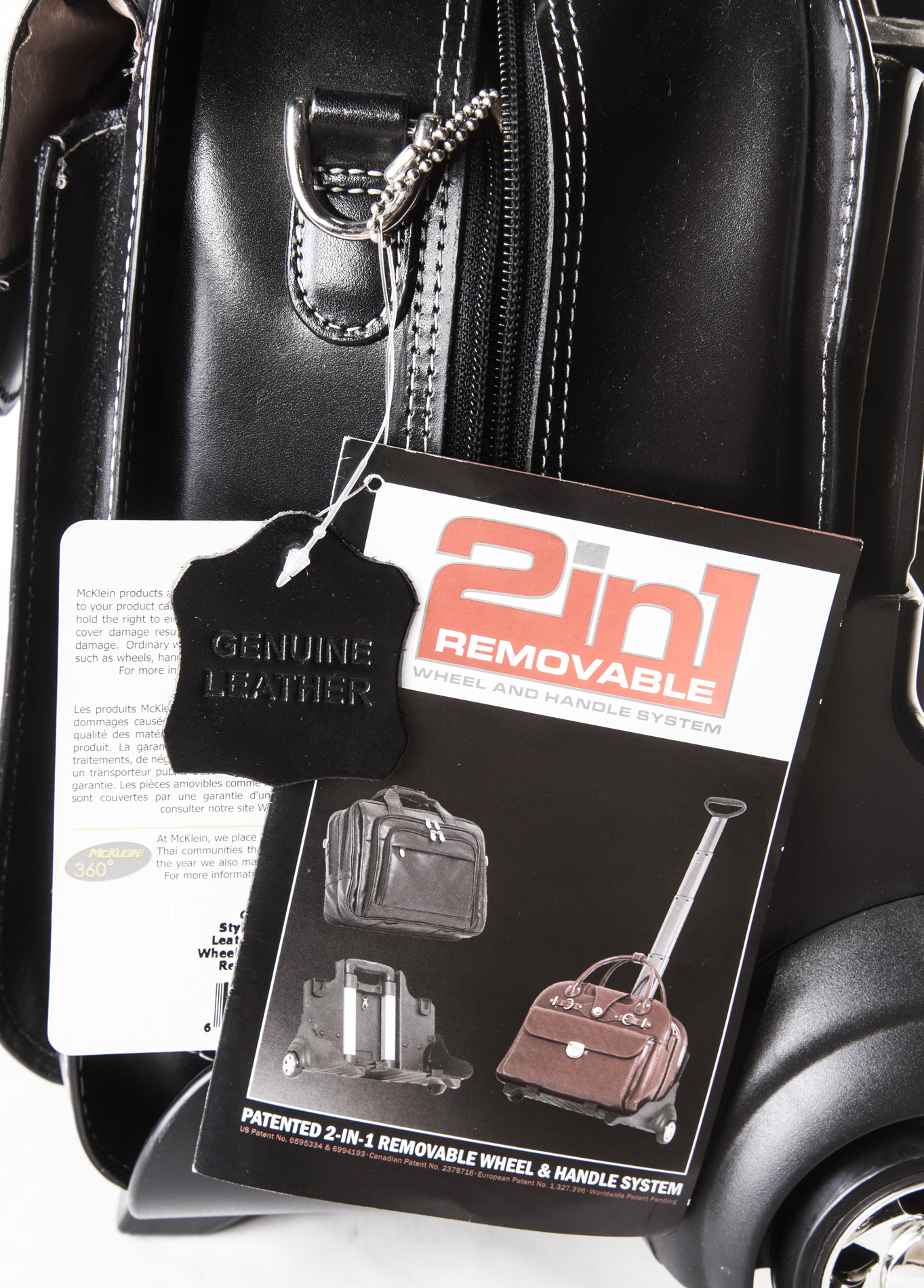 Mcklein Black Leather Detachable Suitcase