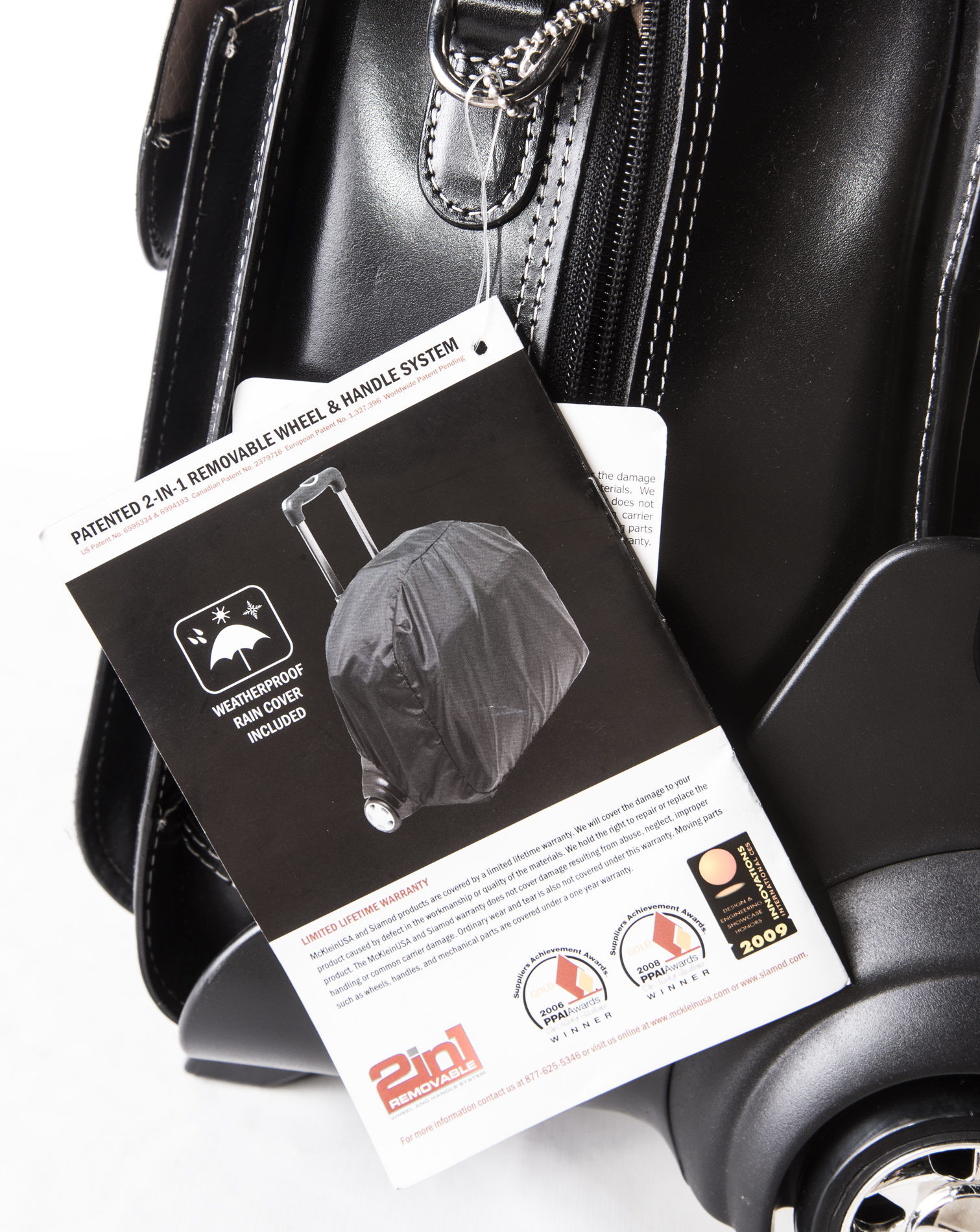 Mcklein Black Leather Detachable Suitcase