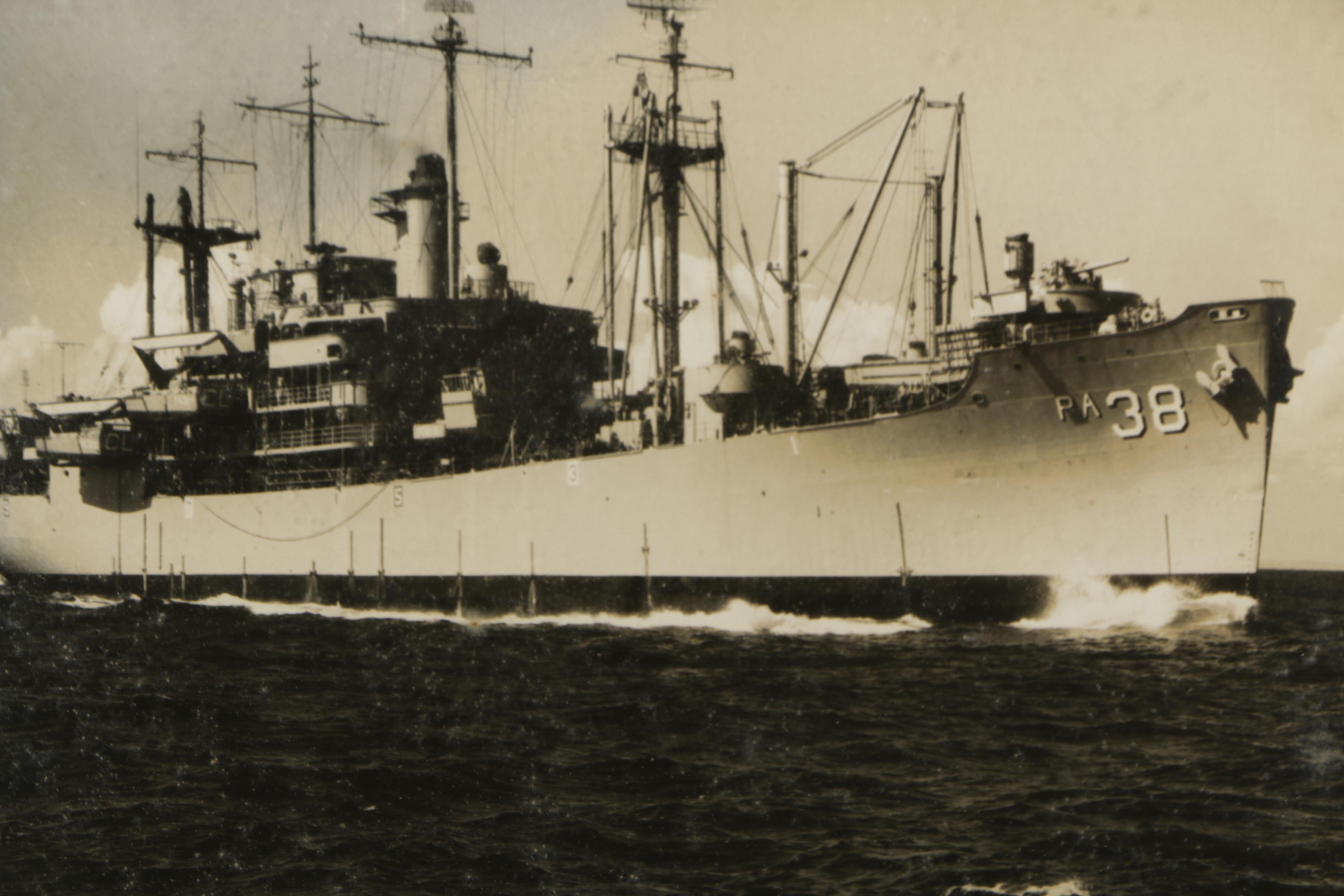 Vintage Black & White Photograph of USS Chilton (APA-38)