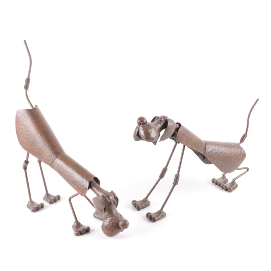 Pair of Metal Dog Figurines