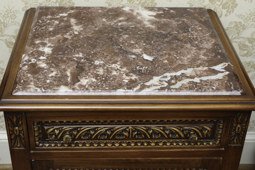 French Style End Table with Caned Door