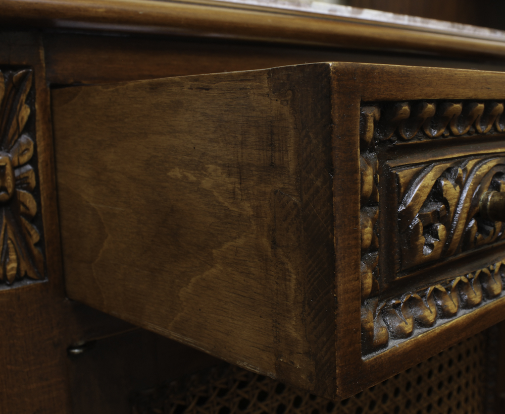 French Style End Table with Caned Door