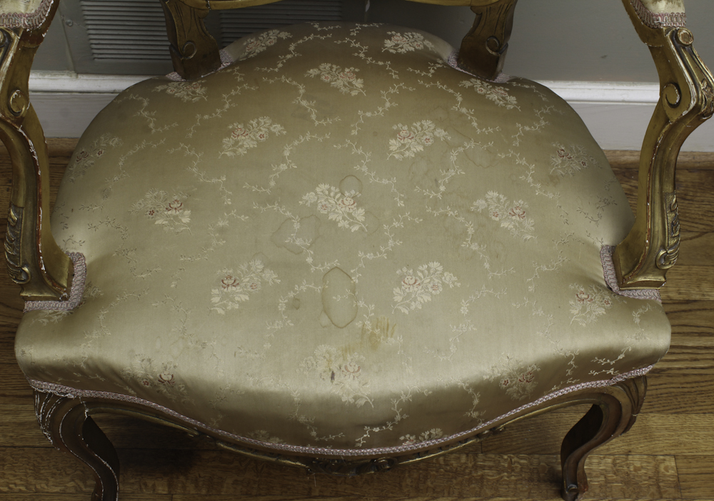 Antique Louis XV Gilded Fauteuil a la Reine