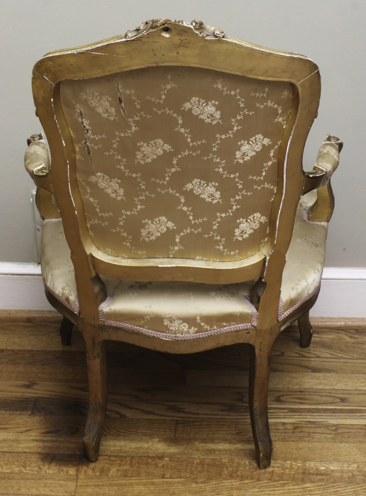 Antique Louis XV Gilded Fauteuil a la Reine