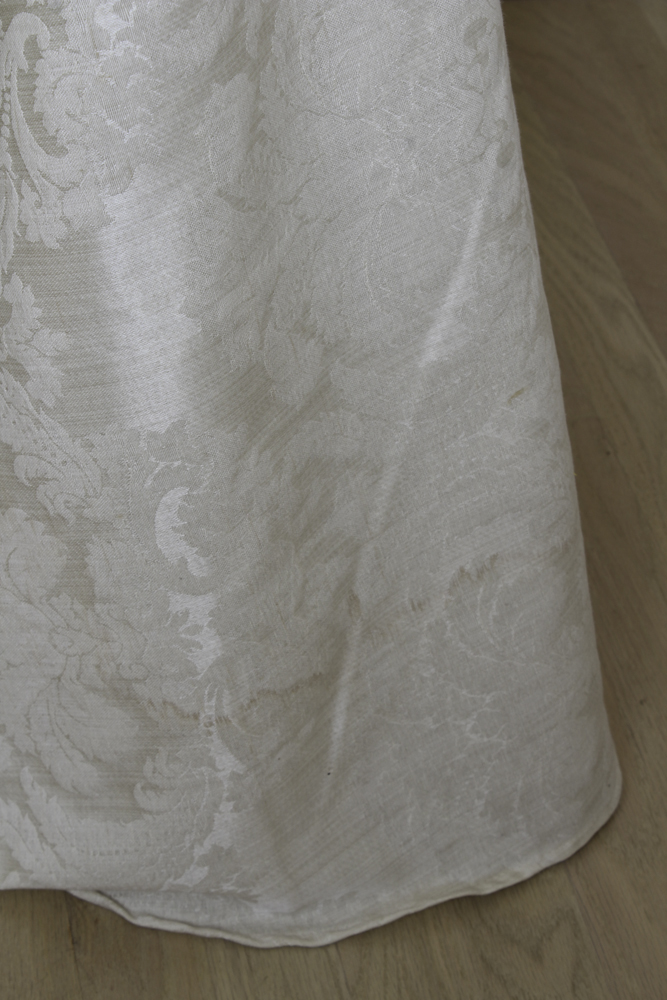 Accent Table with Damask and Embroidered Cloth