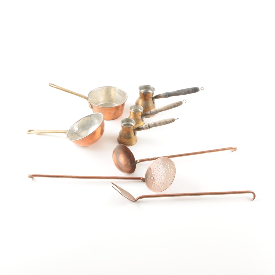 Vintage Brass and Copper Cooking Utensils