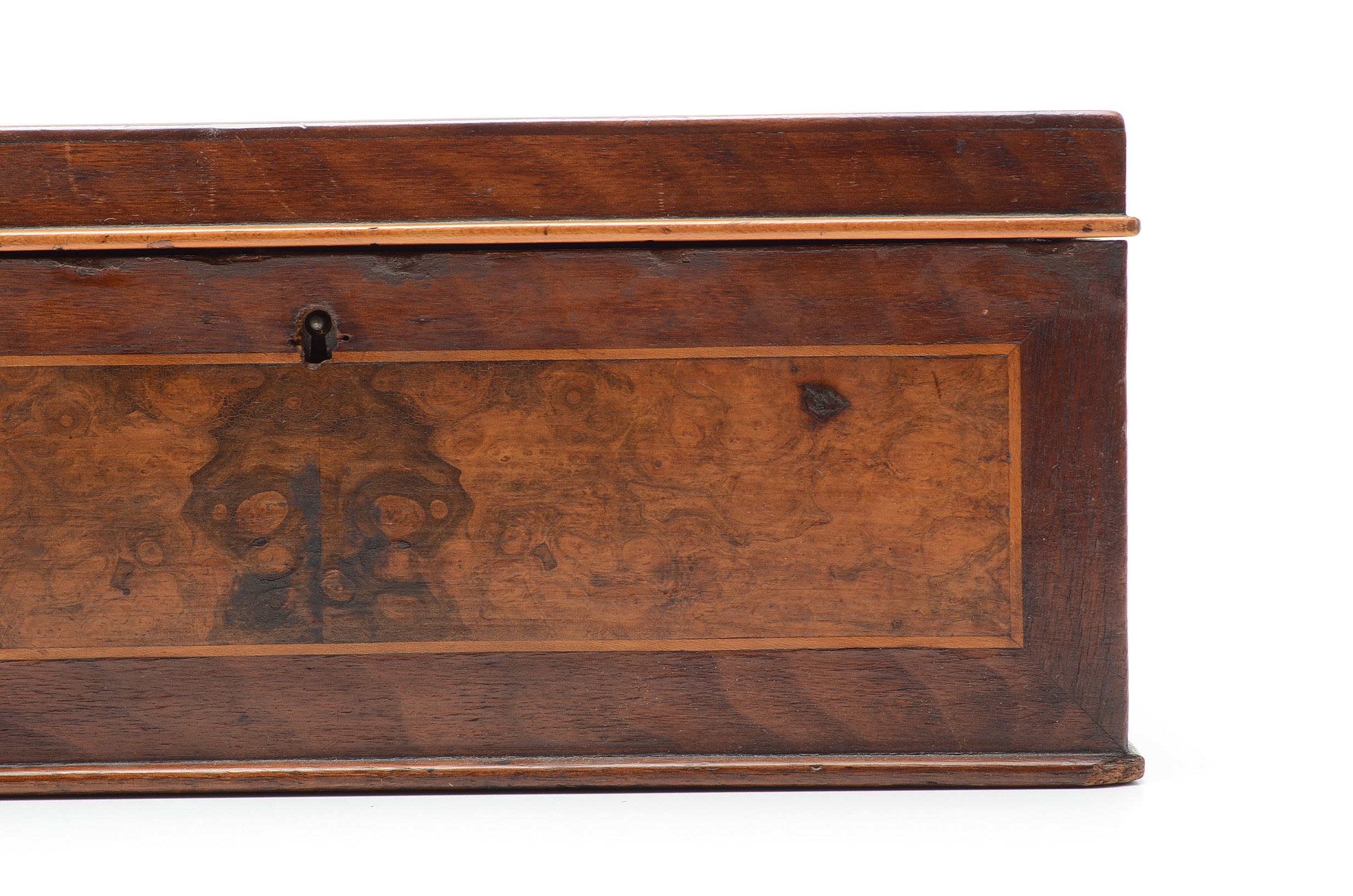 Antique Parquetry Dresser Box with Eight-Point Star Inlay, 19th Century