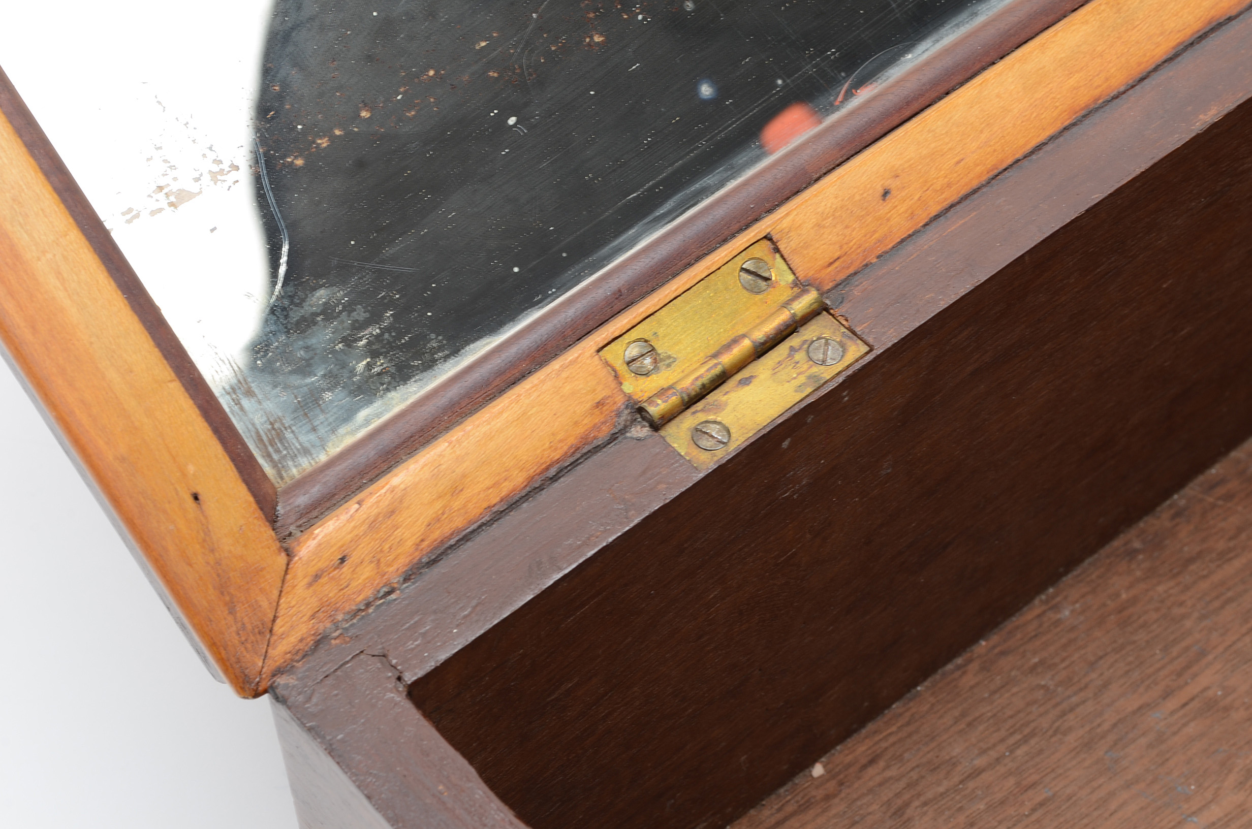 Antique Parquetry Dresser Box with Eight-Point Star Inlay, 19th Century