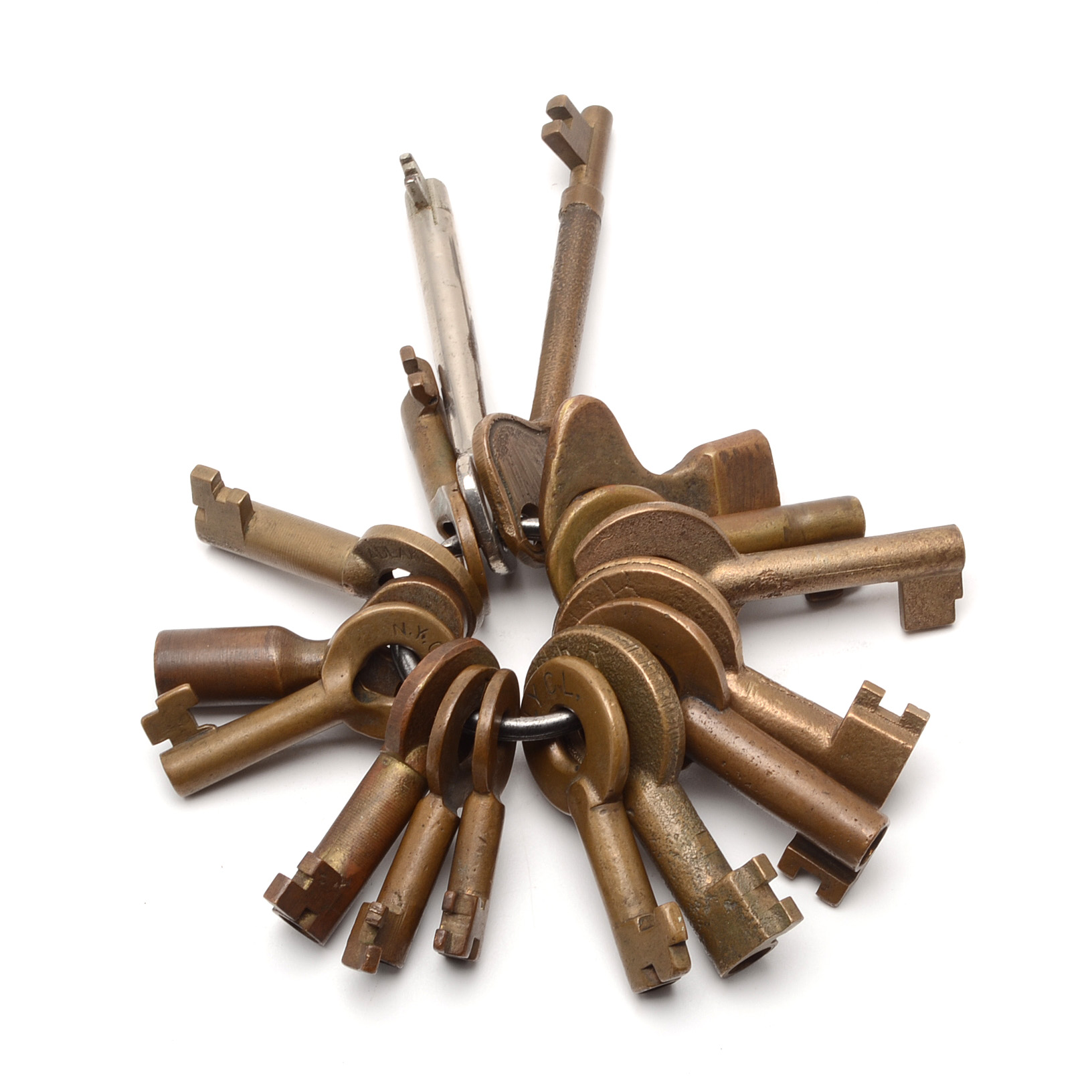 Vintage Railroad Keys, Many Brass, Including Adlake and Bohannan