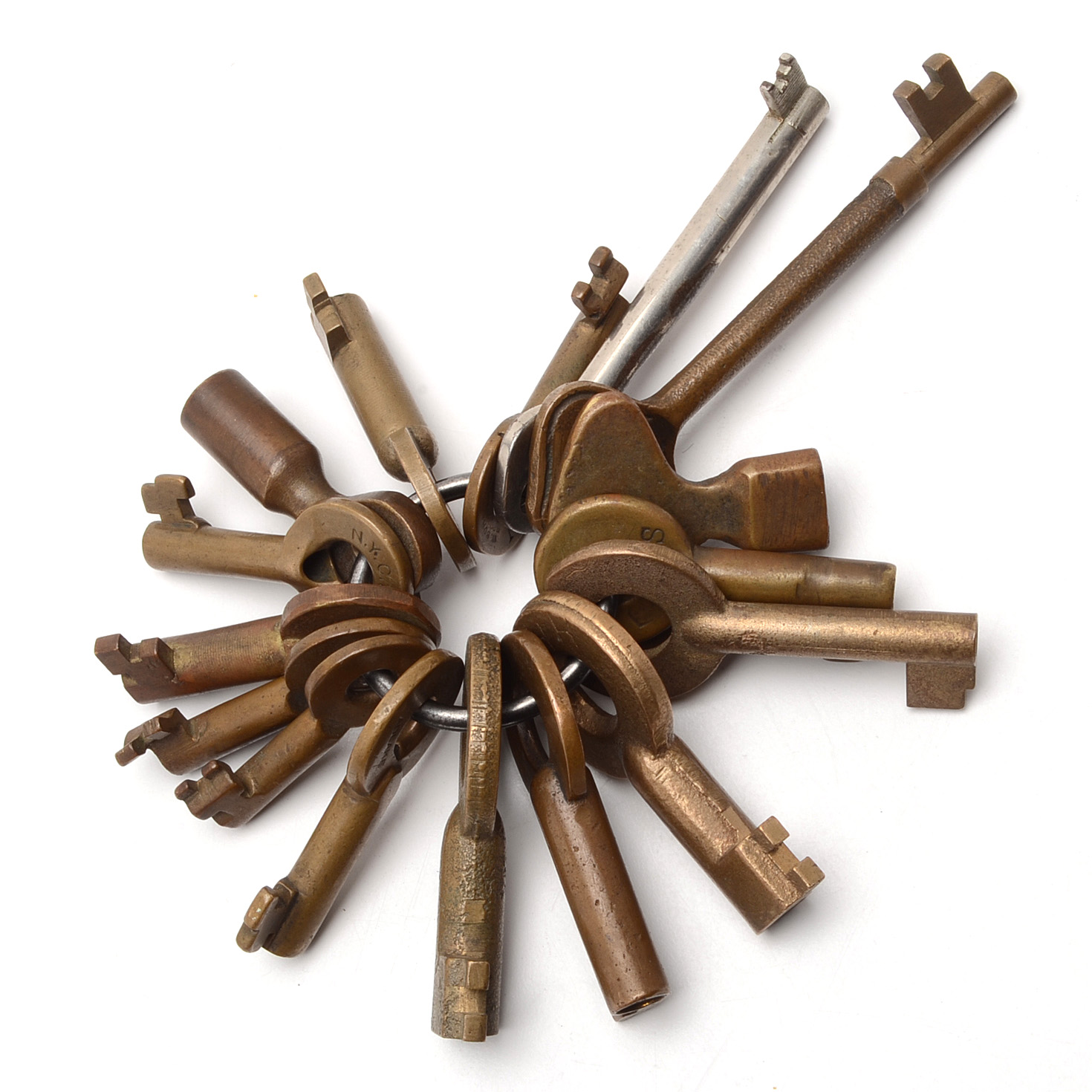 Vintage Railroad Keys, Many Brass, Including Adlake and Bohannan