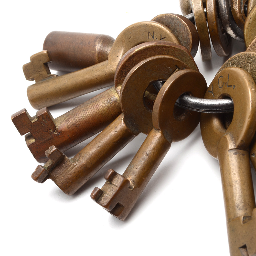 Vintage Railroad Keys, Many Brass, Including Adlake and Bohannan
