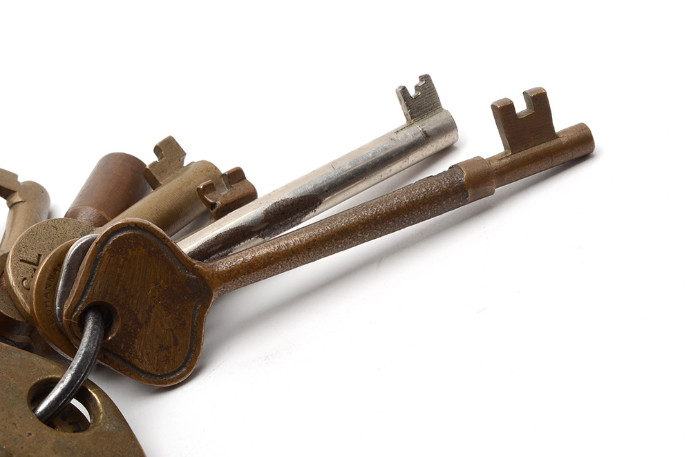 Vintage Railroad Keys, Many Brass, Including Adlake and Bohannan