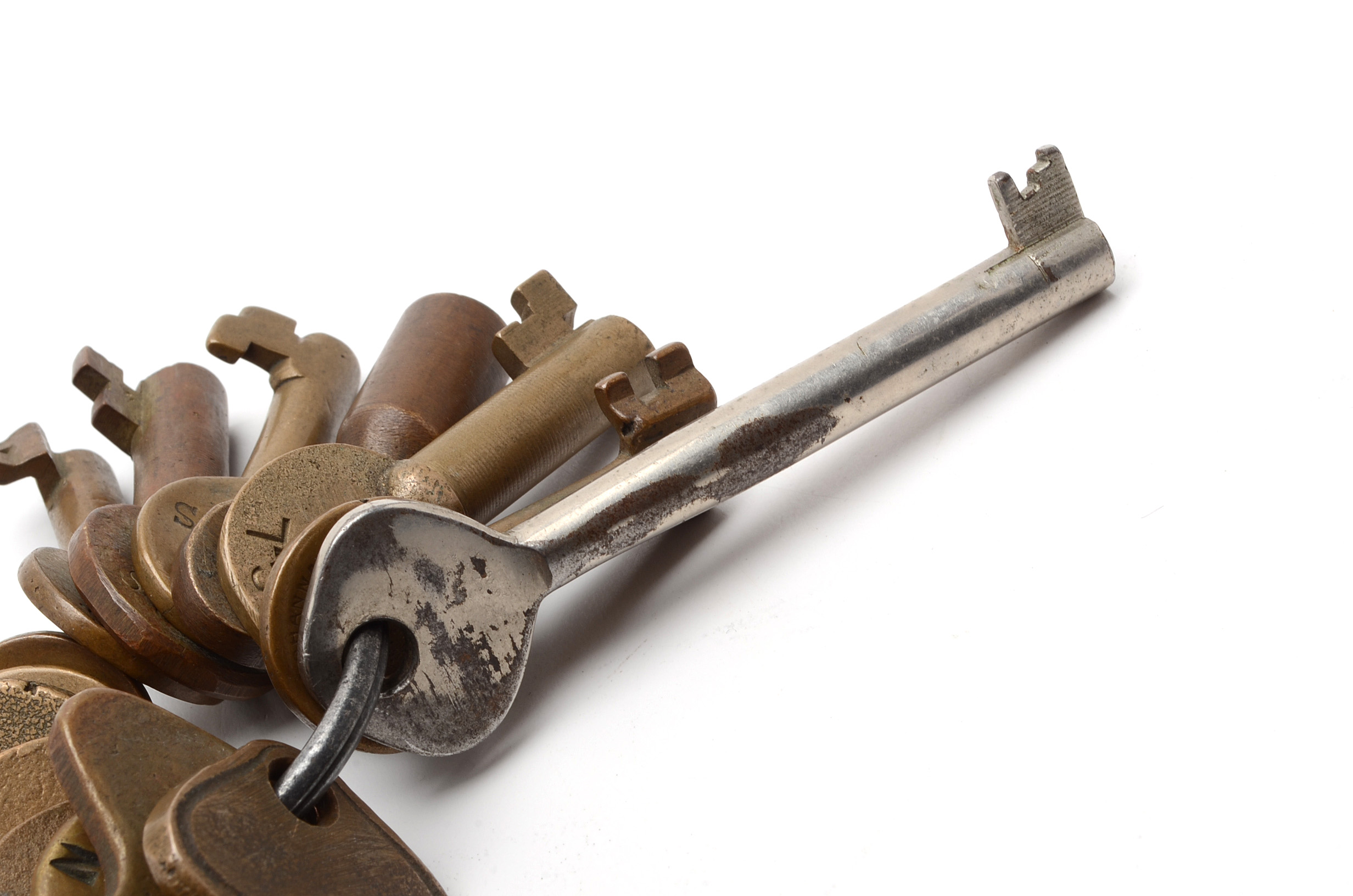 Vintage Railroad Keys, Many Brass, Including Adlake and Bohannan