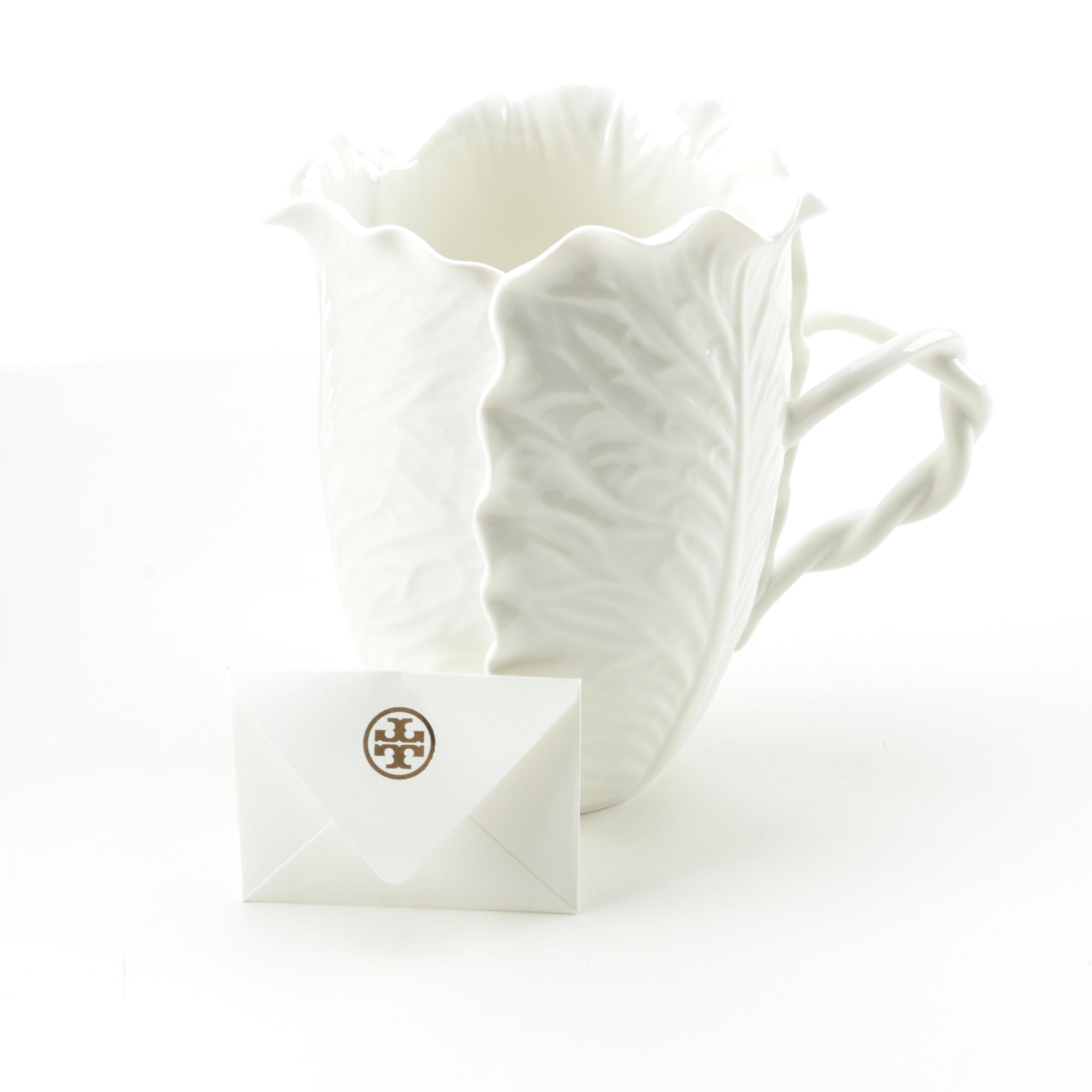 Tory Burch Porcelain "Lettuce Ware" Pitcher by Dodie Thayer