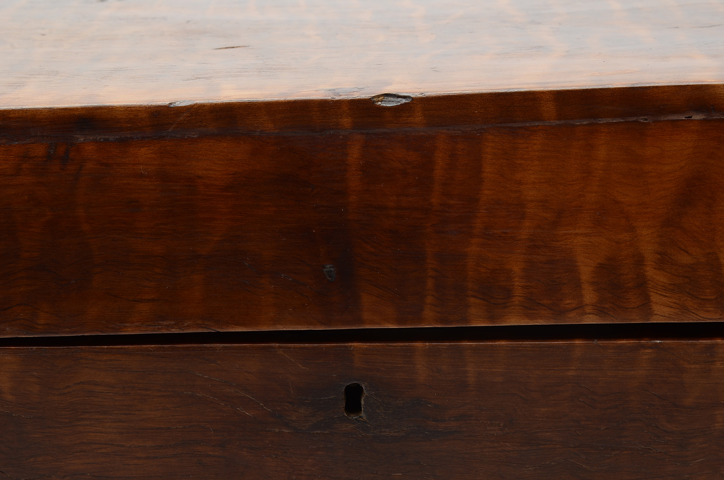 Antique Tiger Maple Document Box with Later Interior and Base