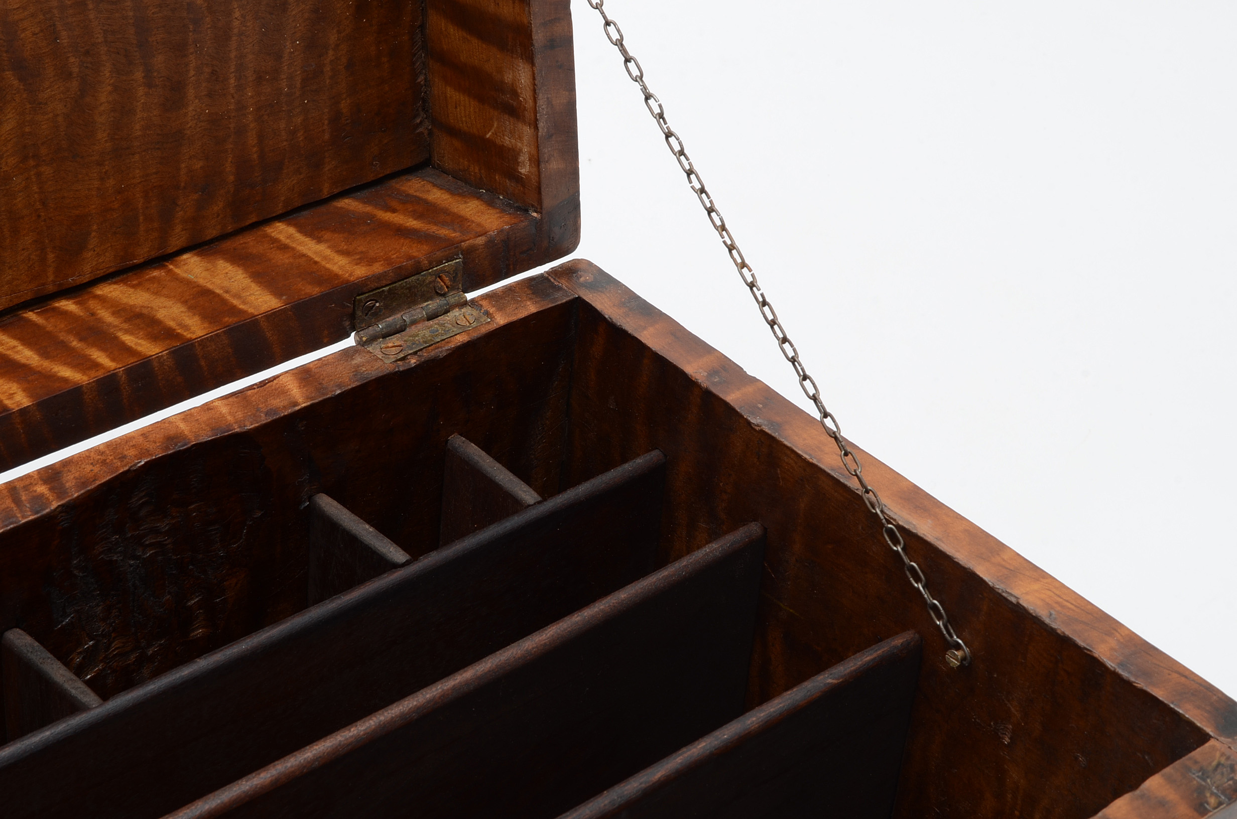 Antique Tiger Maple Document Box with Later Interior and Base