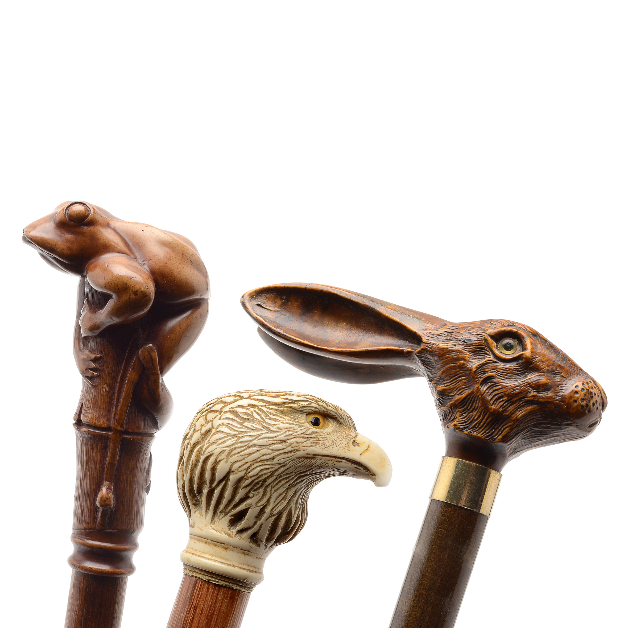 Three Carved Walking Sticks