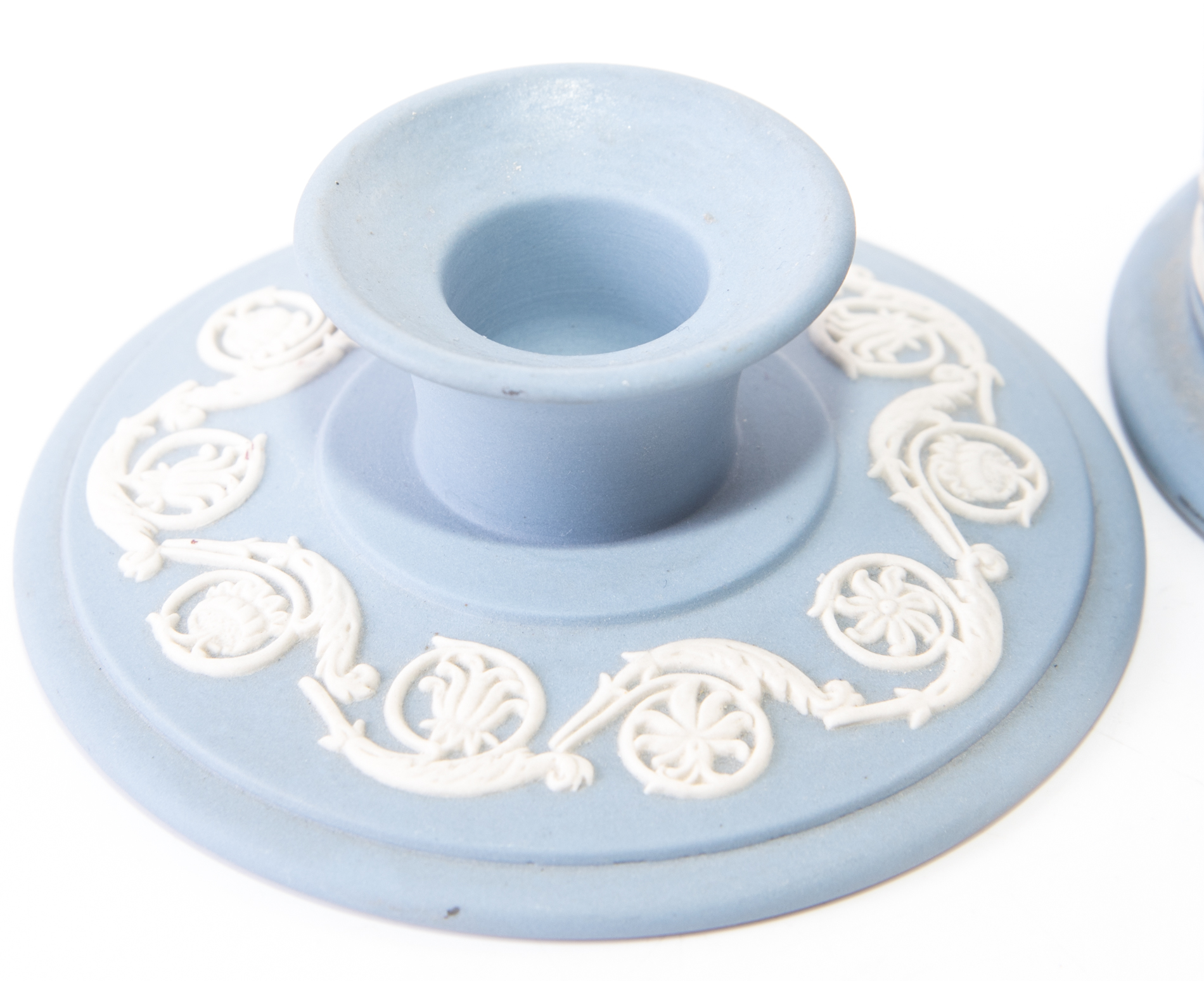 Wedgwood Blue Jasperware Trinket Box and Candle Holder