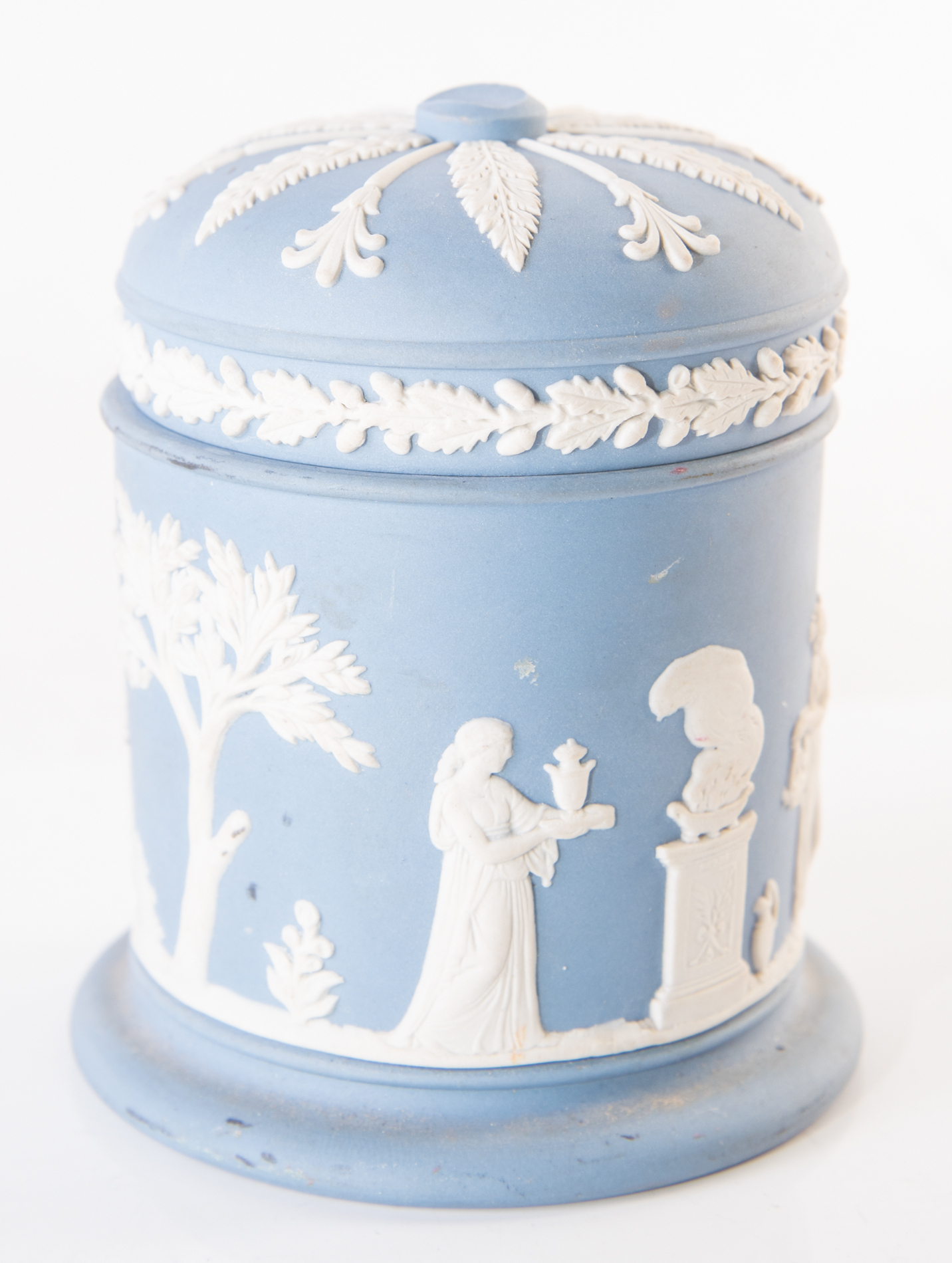 Wedgwood Blue Jasperware Trinket Box and Candle Holder