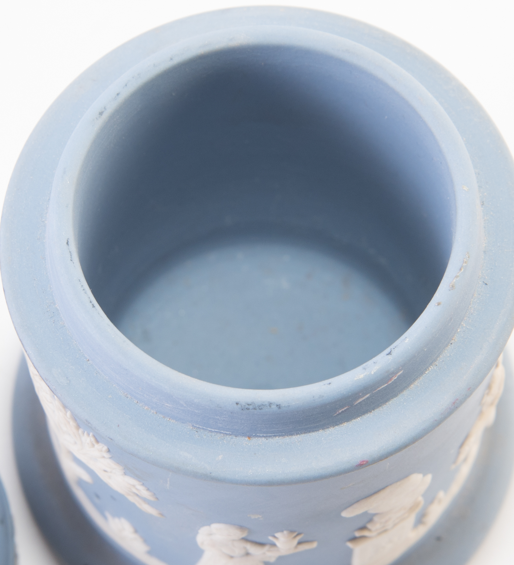 Wedgwood Blue Jasperware Trinket Box and Candle Holder