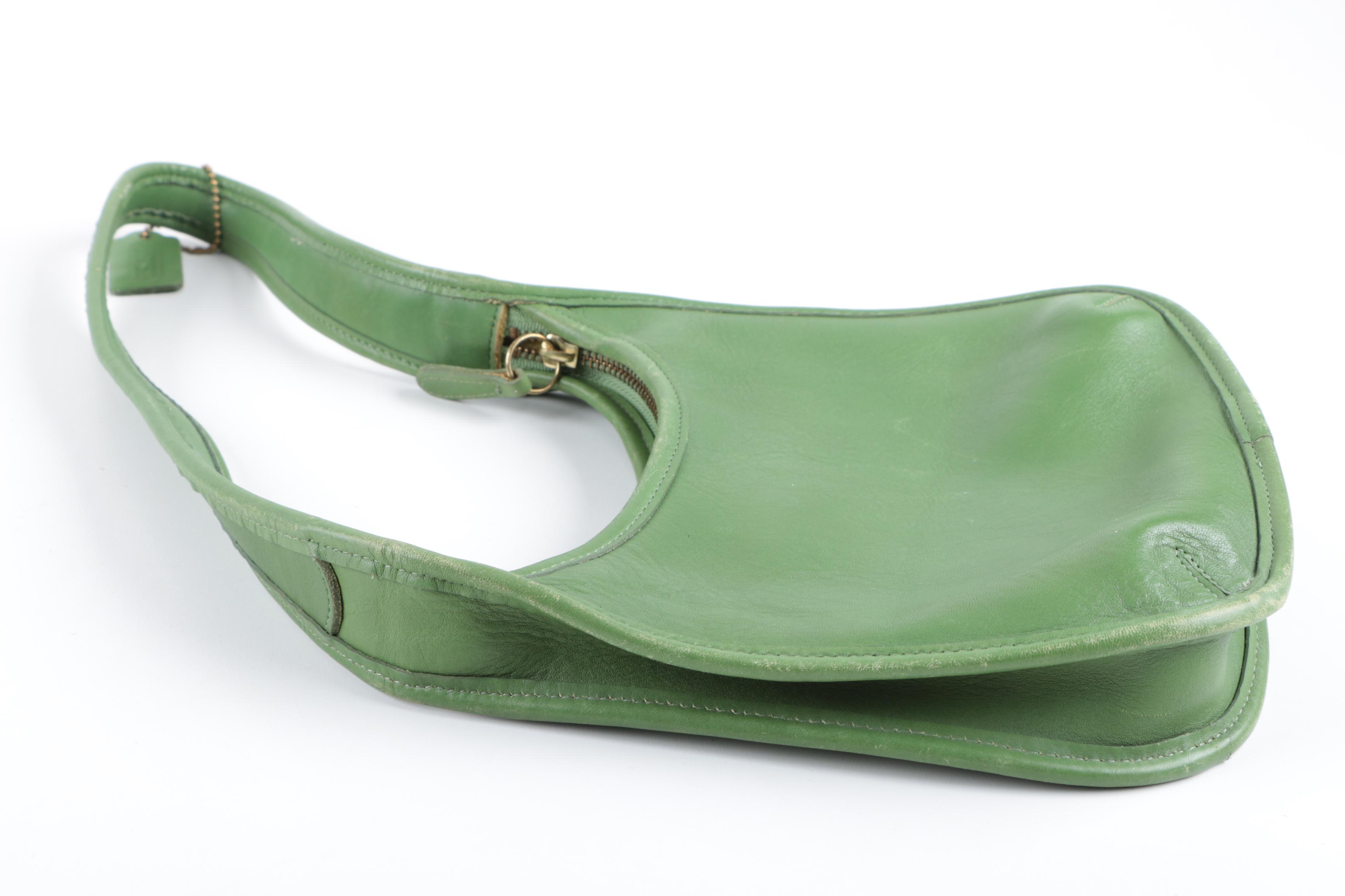 Vintage Coach Ergo Green Leather Hobo Shoulder Bag