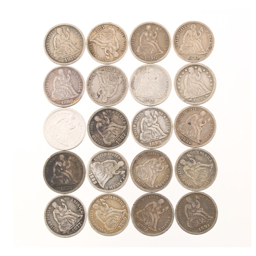 Group of Twenty Various Seated Liberty Silver Dimes from 1853-1891