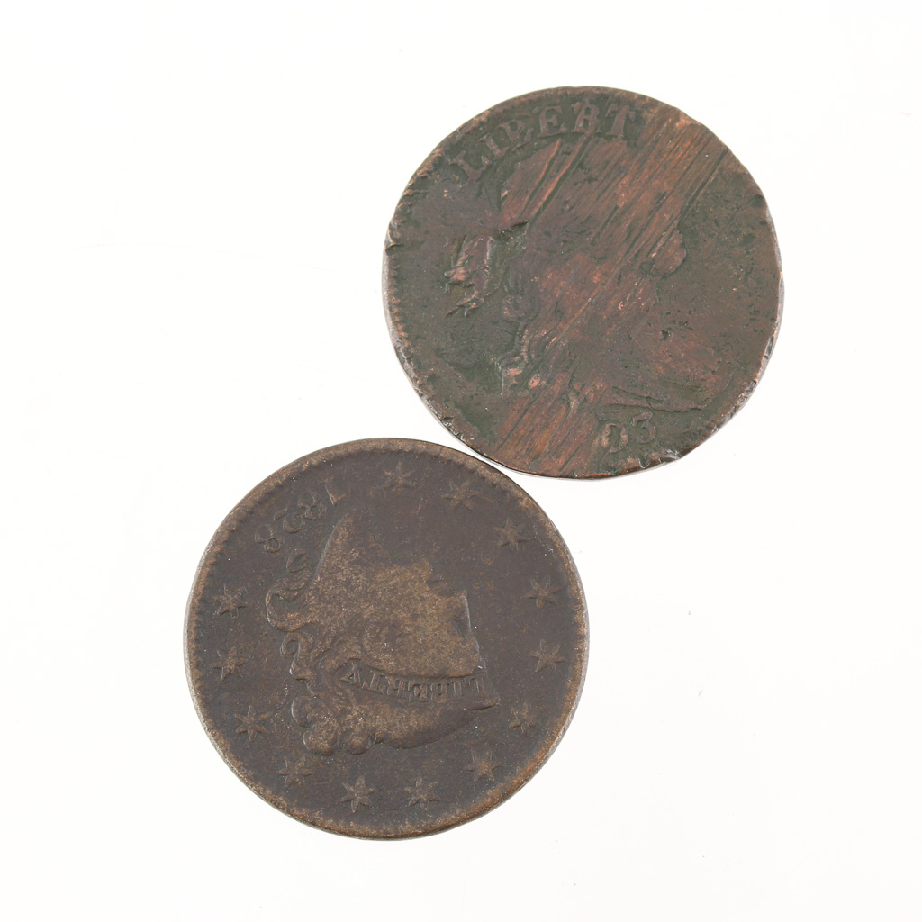 Group of Five Various U.S. Large Cents with Alterations