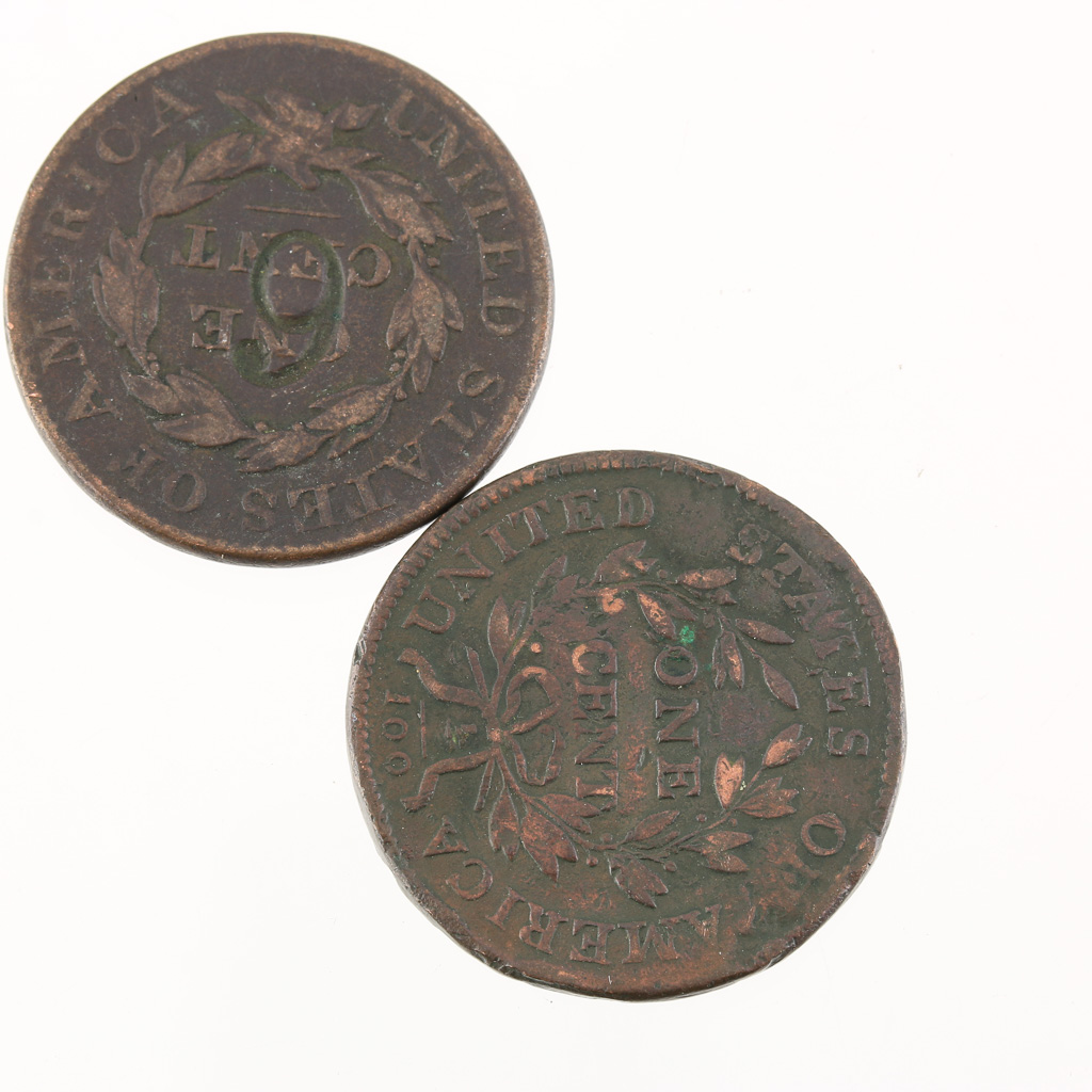 Group of Five Various U.S. Large Cents with Alterations