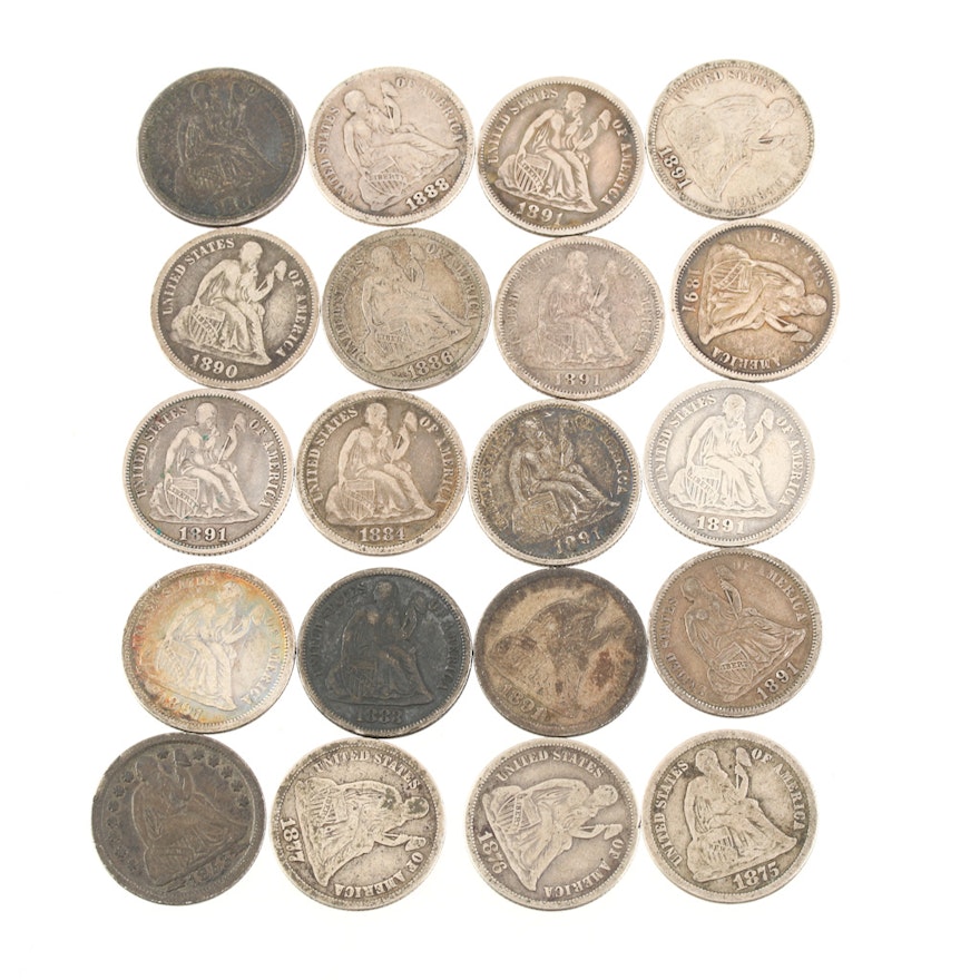 Group of Twenty Various Seated Liberty Silver Dimes from 1853-1891