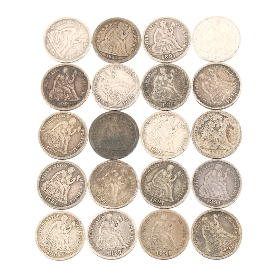 Group of Twenty Various Seated Liberty Silver Dimes from 1853-1891