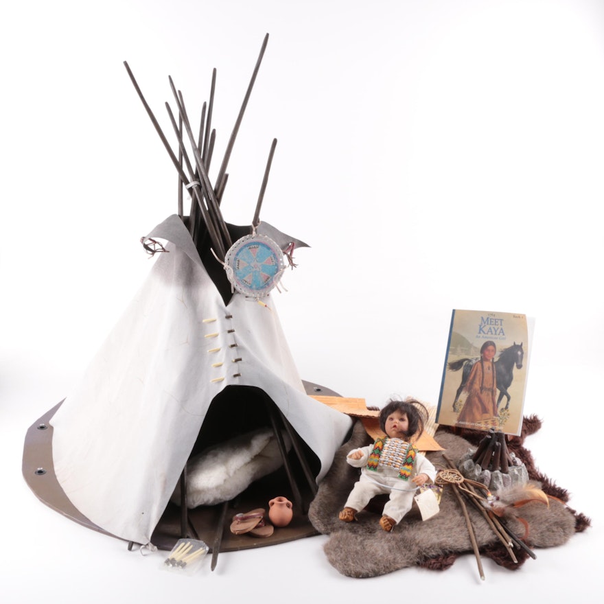 Lee Middleton Native American Style Baby Doll and American Girl "Kaya" Teepee