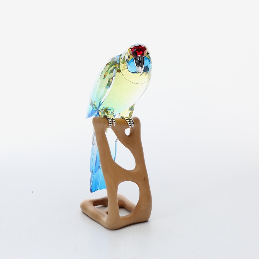 Swarovski Crystal "Green Rosella" Parrot Figurine