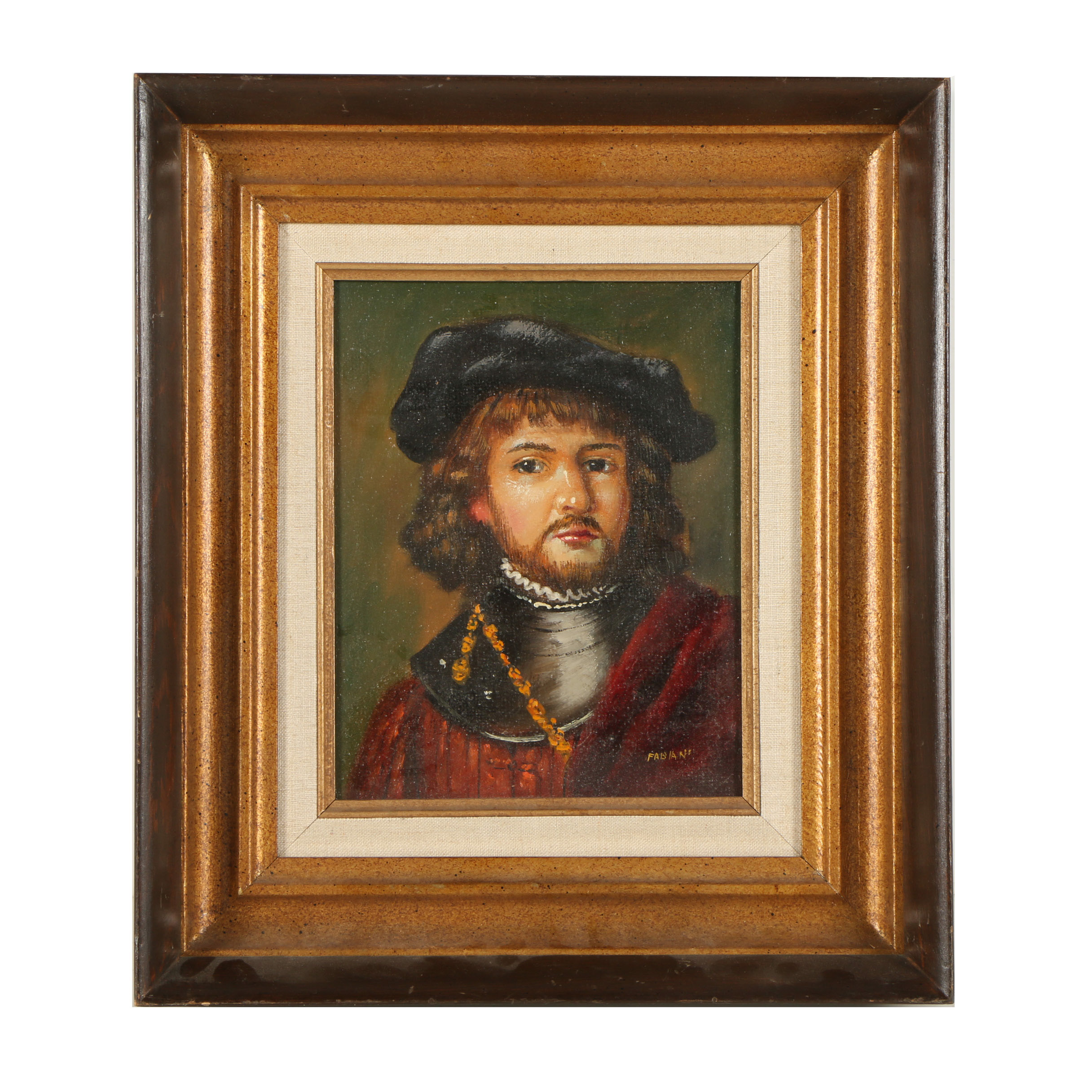 Fabiani Oil Copy Painting After Rembrandt "Portrait of a Young Man"