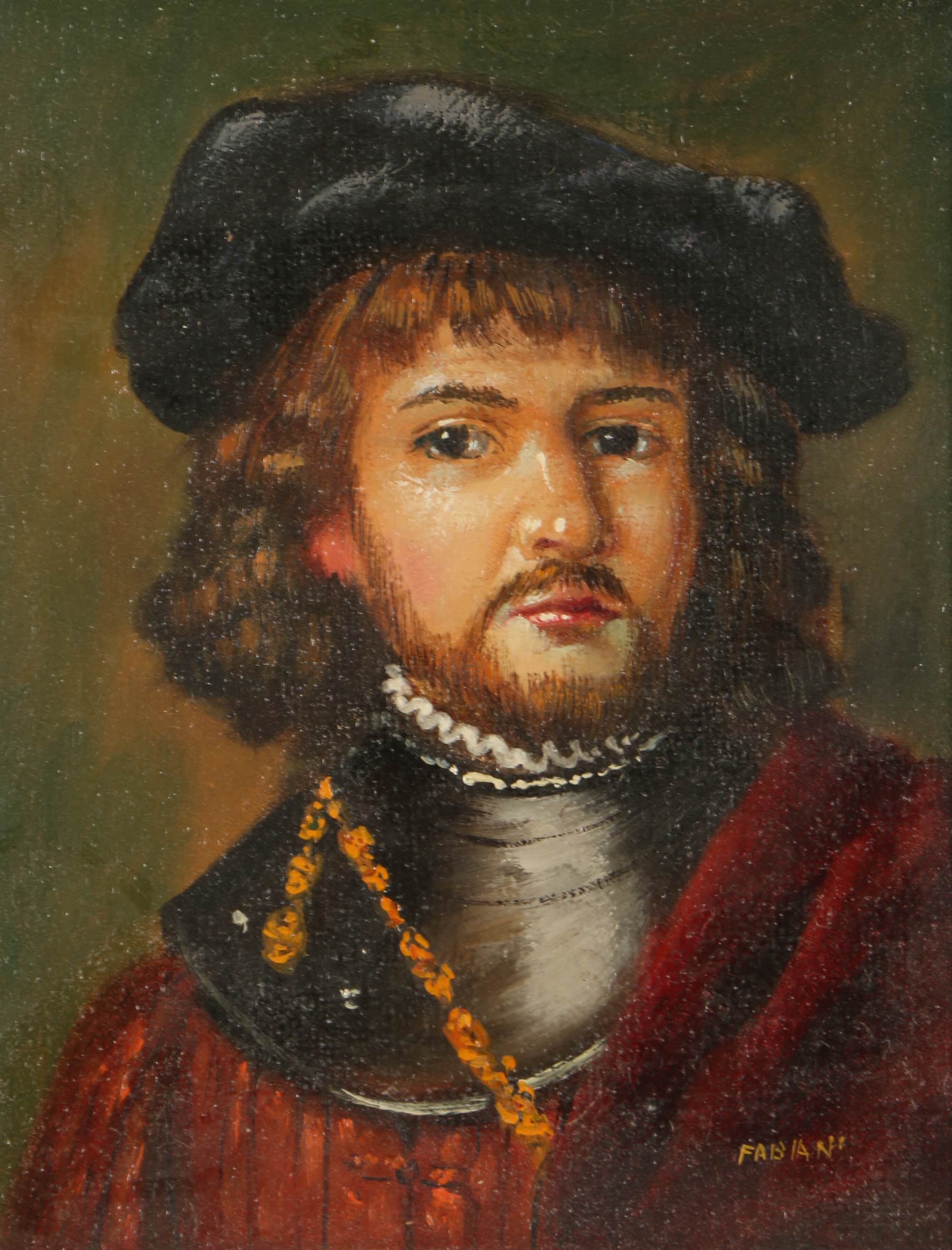 Fabiani Oil Copy Painting After Rembrandt "Portrait of a Young Man"