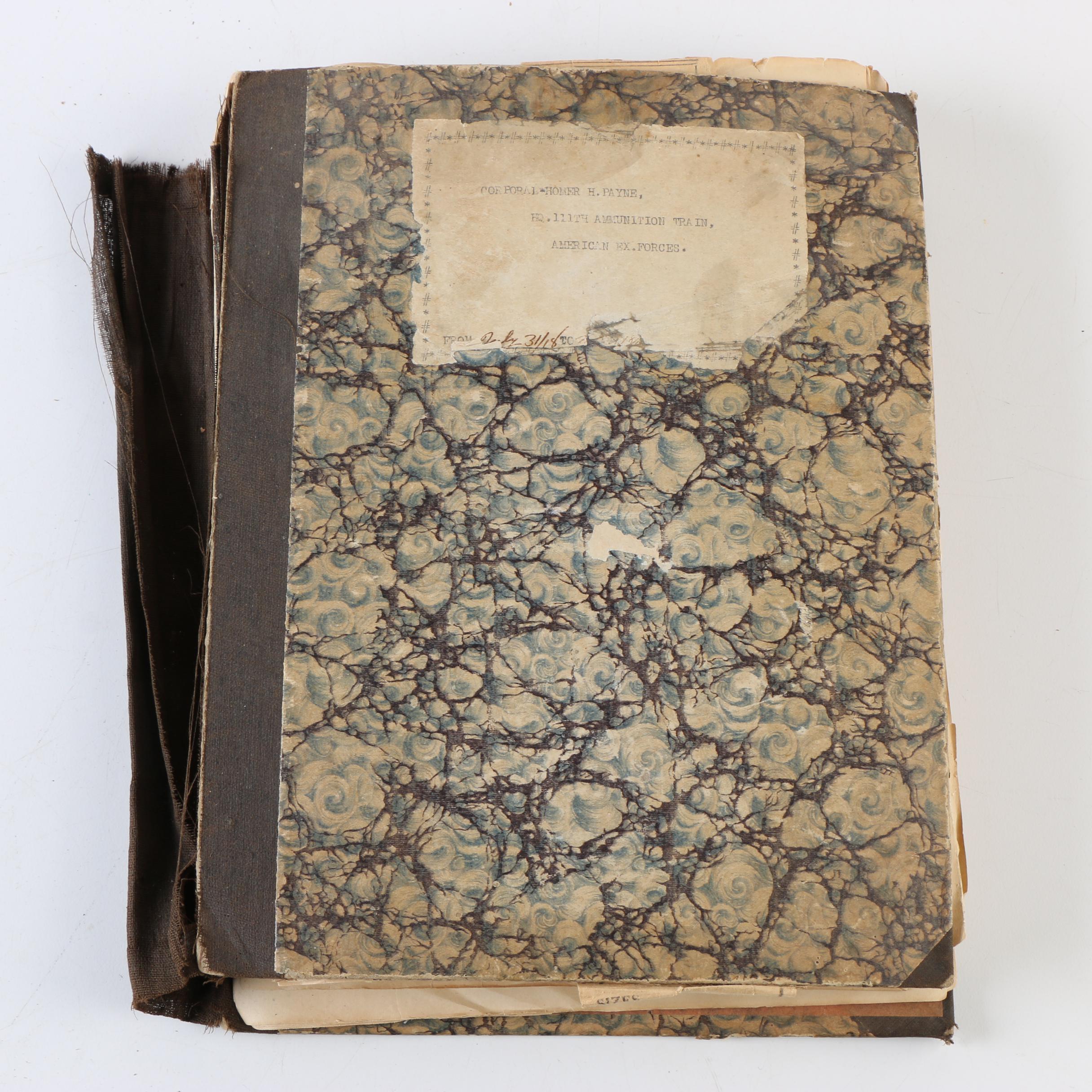 Cpl. Homer Payne's WWI Scrapbooks with Photos, Postcards, and Clippings