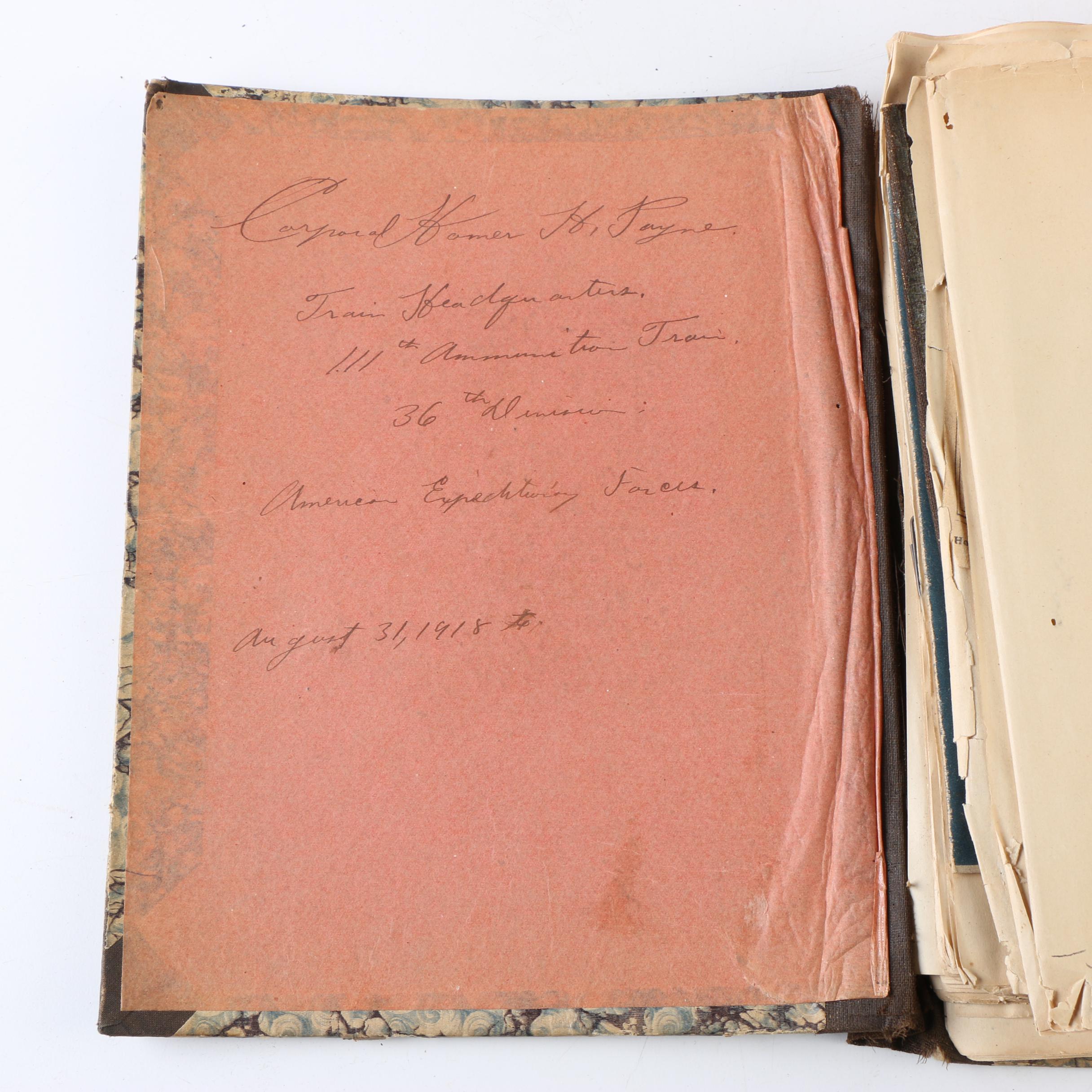 Cpl. Homer Payne's WWI Scrapbooks with Photos, Postcards, and Clippings