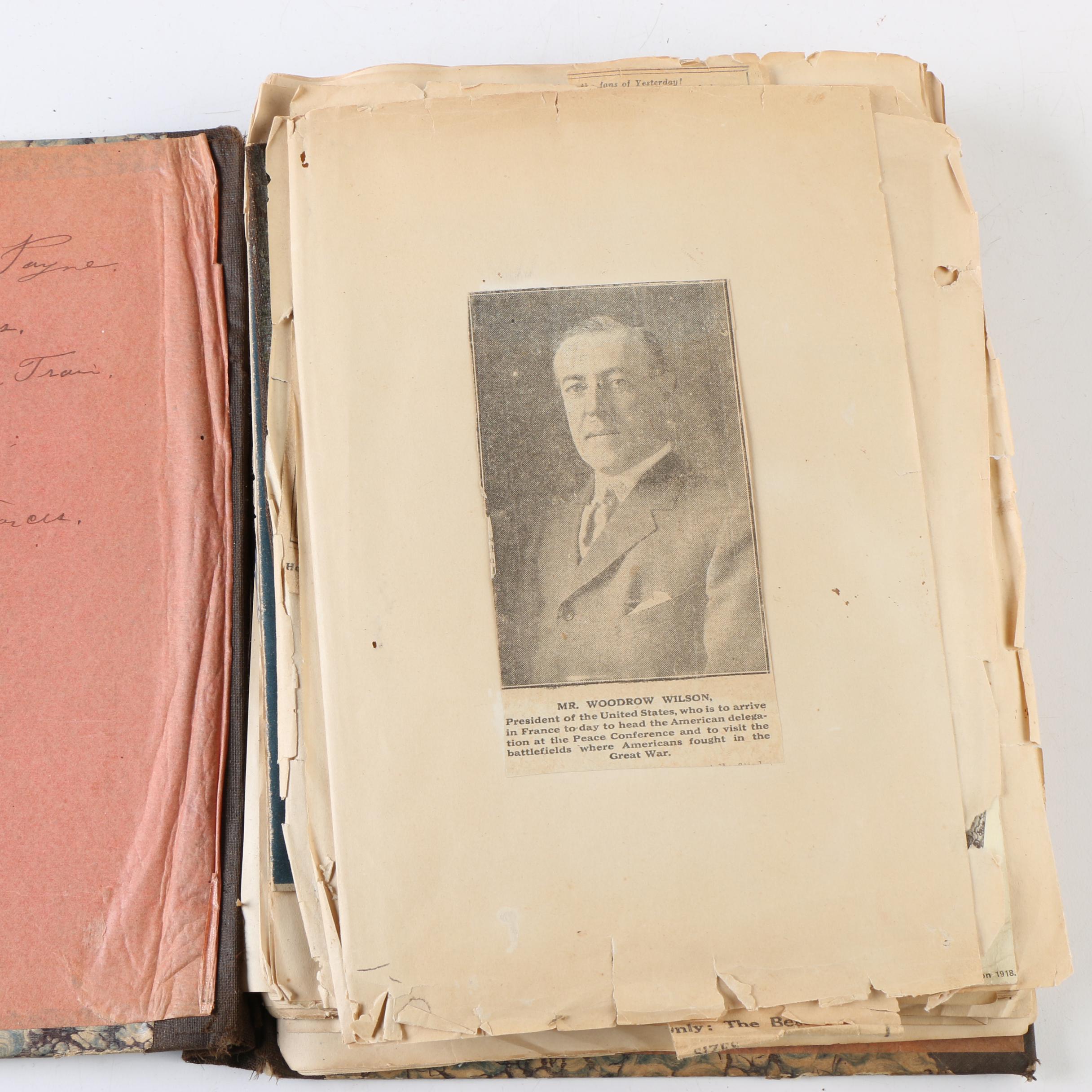 Cpl. Homer Payne's WWI Scrapbooks with Photos, Postcards, and Clippings