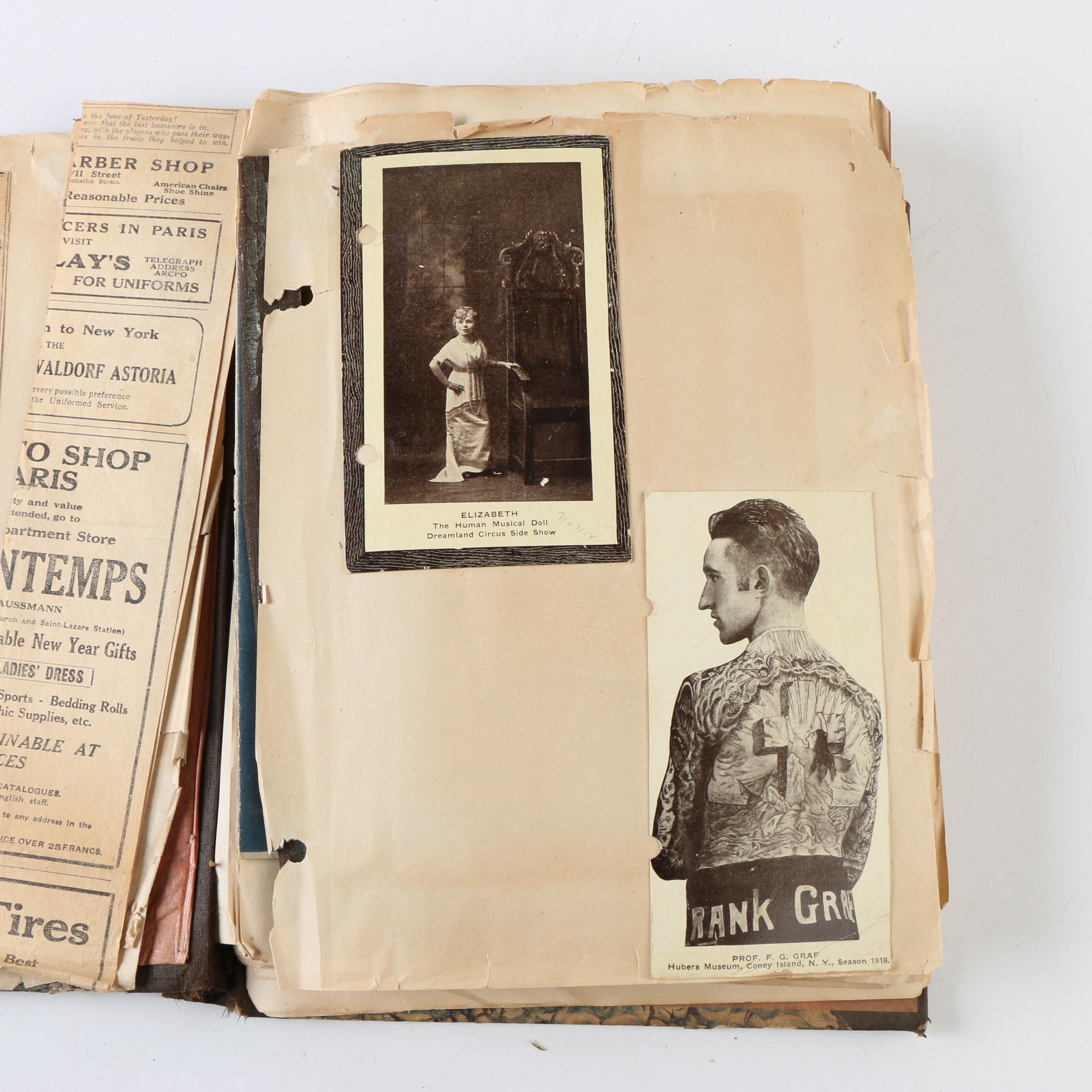 Cpl. Homer Payne's WWI Scrapbooks with Photos, Postcards, and Clippings