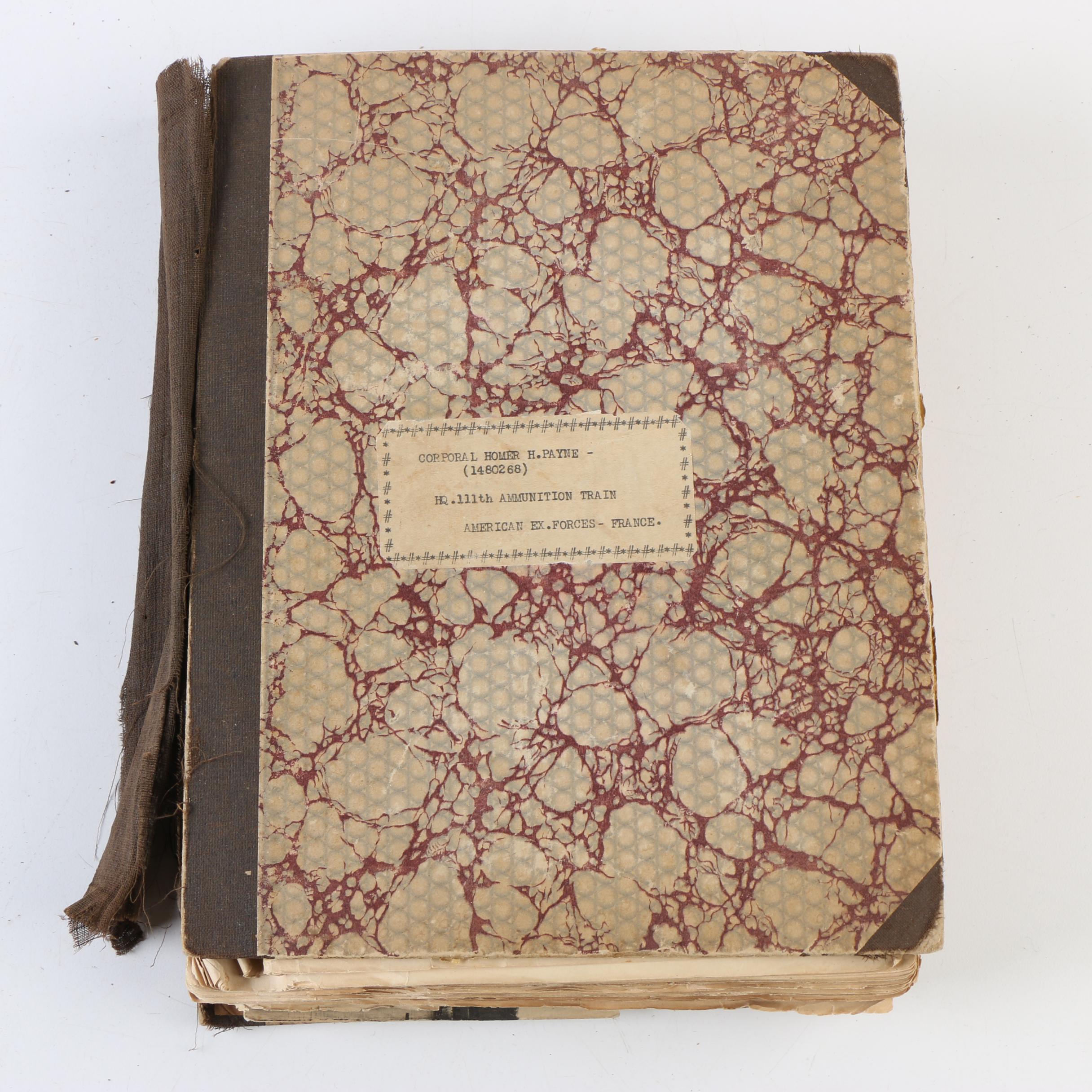 Cpl. Homer Payne's WWI Scrapbooks with Photos, Postcards, and Clippings