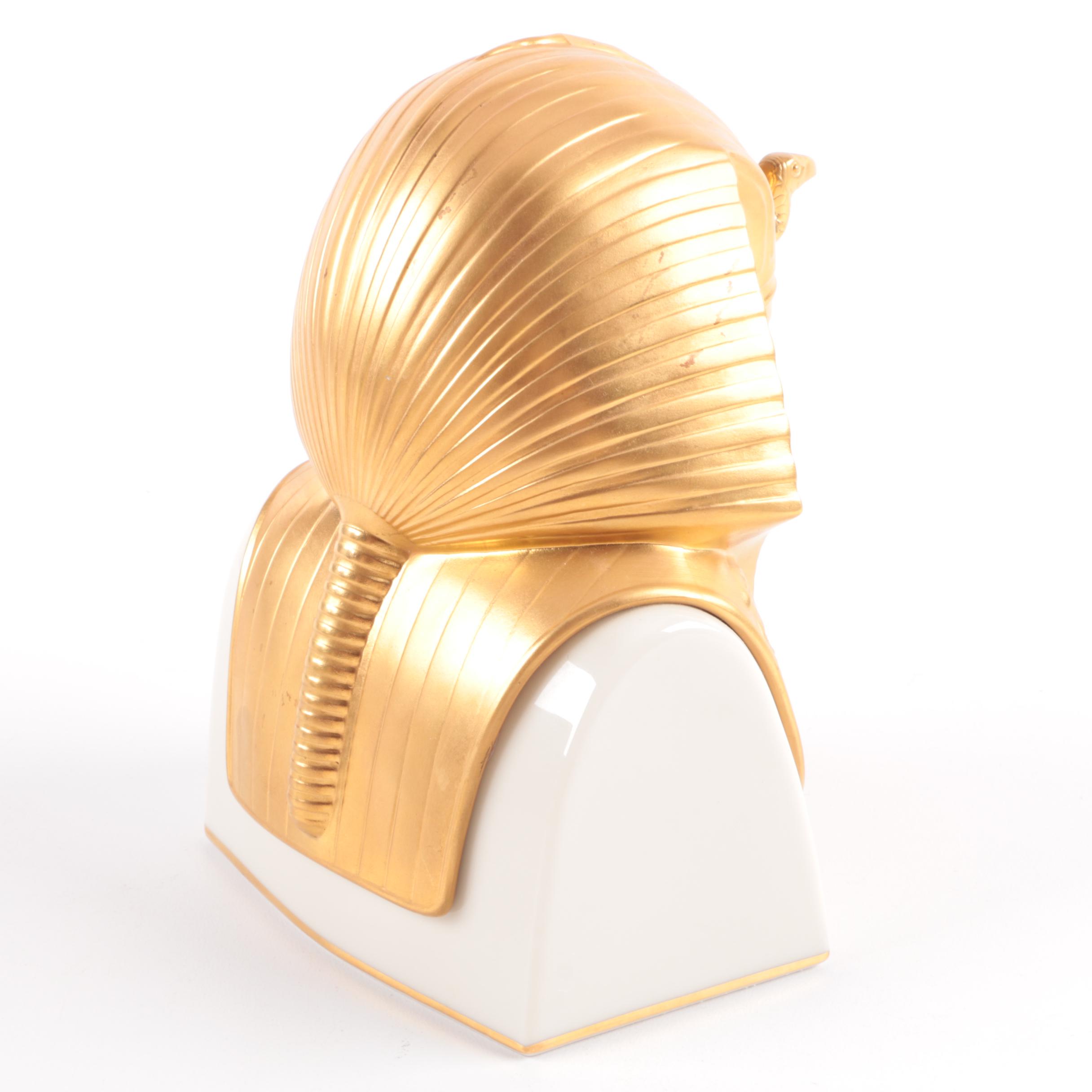 "Gold Mask of Tutankhamun" by Lenox with Egyptian-Themed Plate