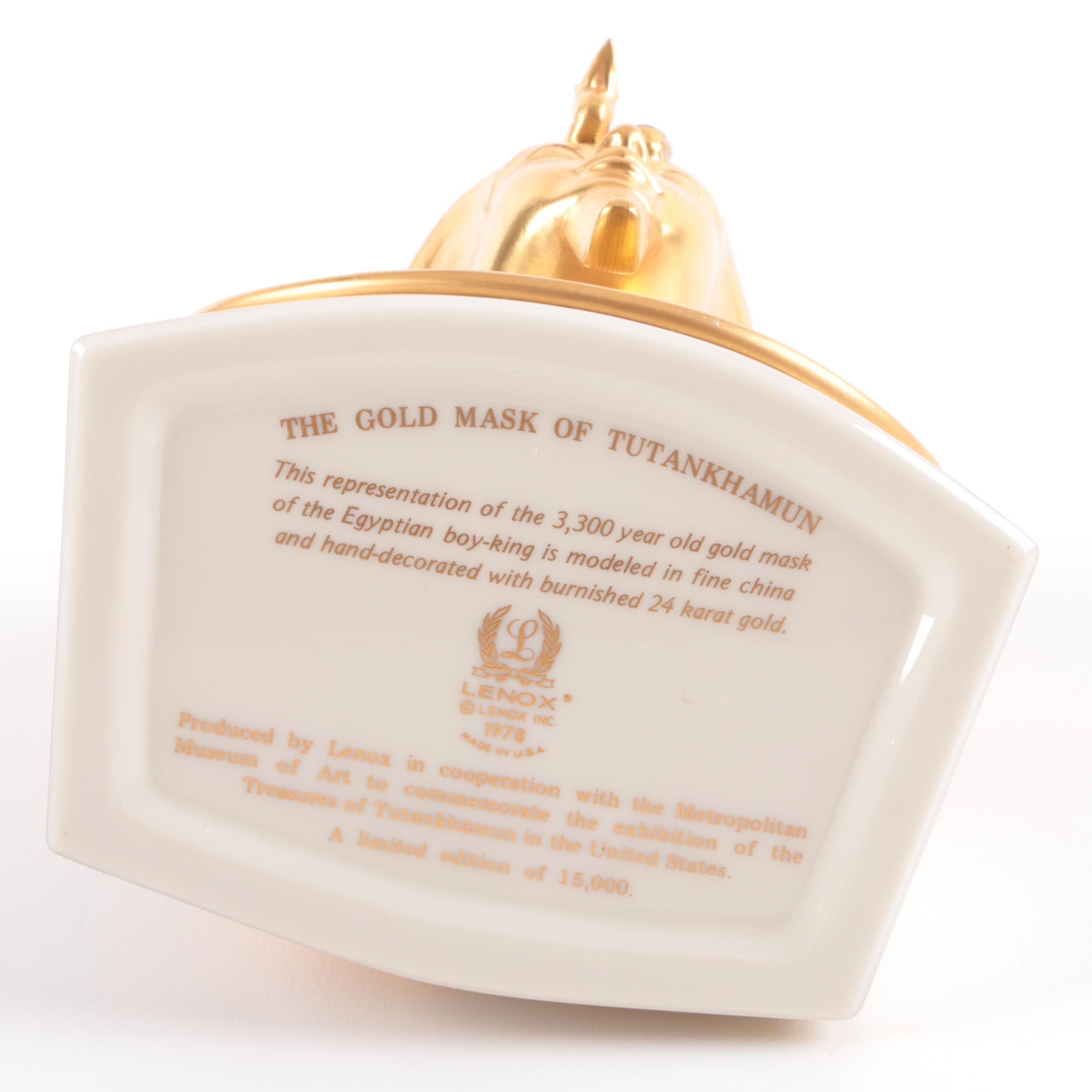"Gold Mask of Tutankhamun" by Lenox with Egyptian-Themed Plate