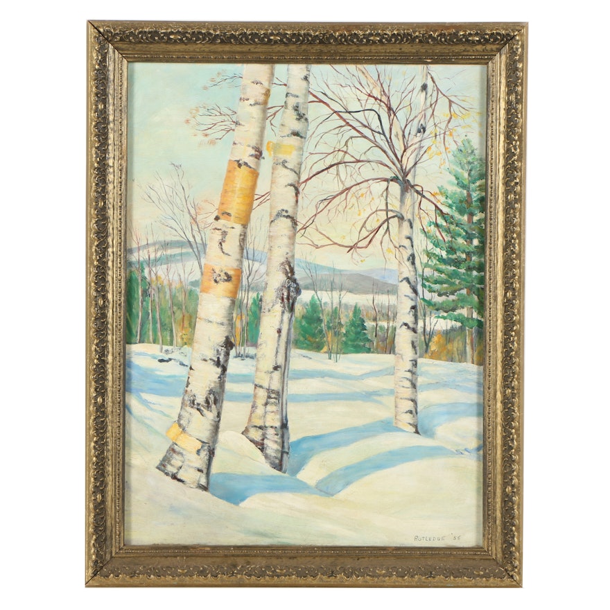 James H. Rutledge Oil Painting "Paper Birches"