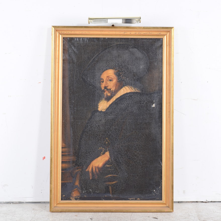 Copy Oil Painting In the Manner of Peter Paul Rubens "Self Portrait"