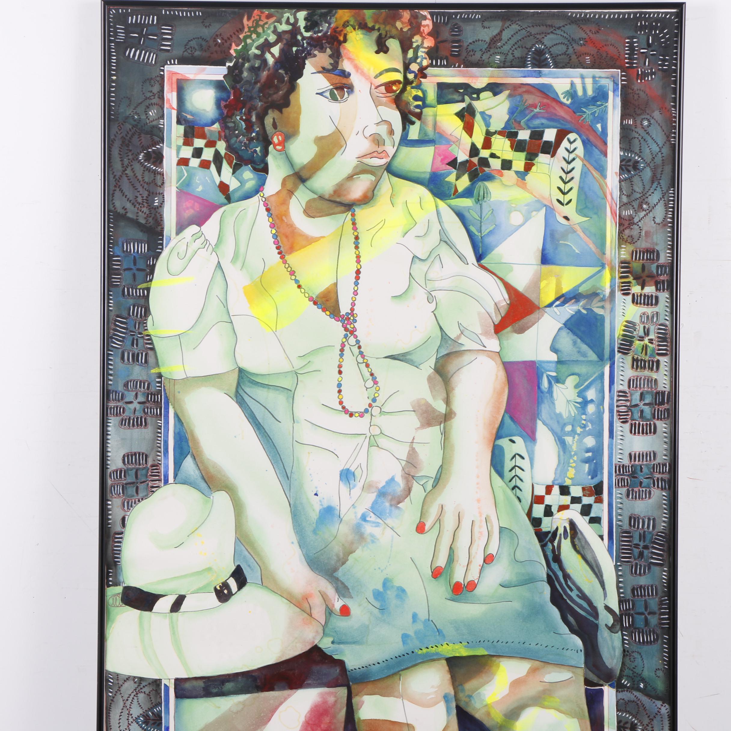 Blou Beard Powell Watercolor Painting