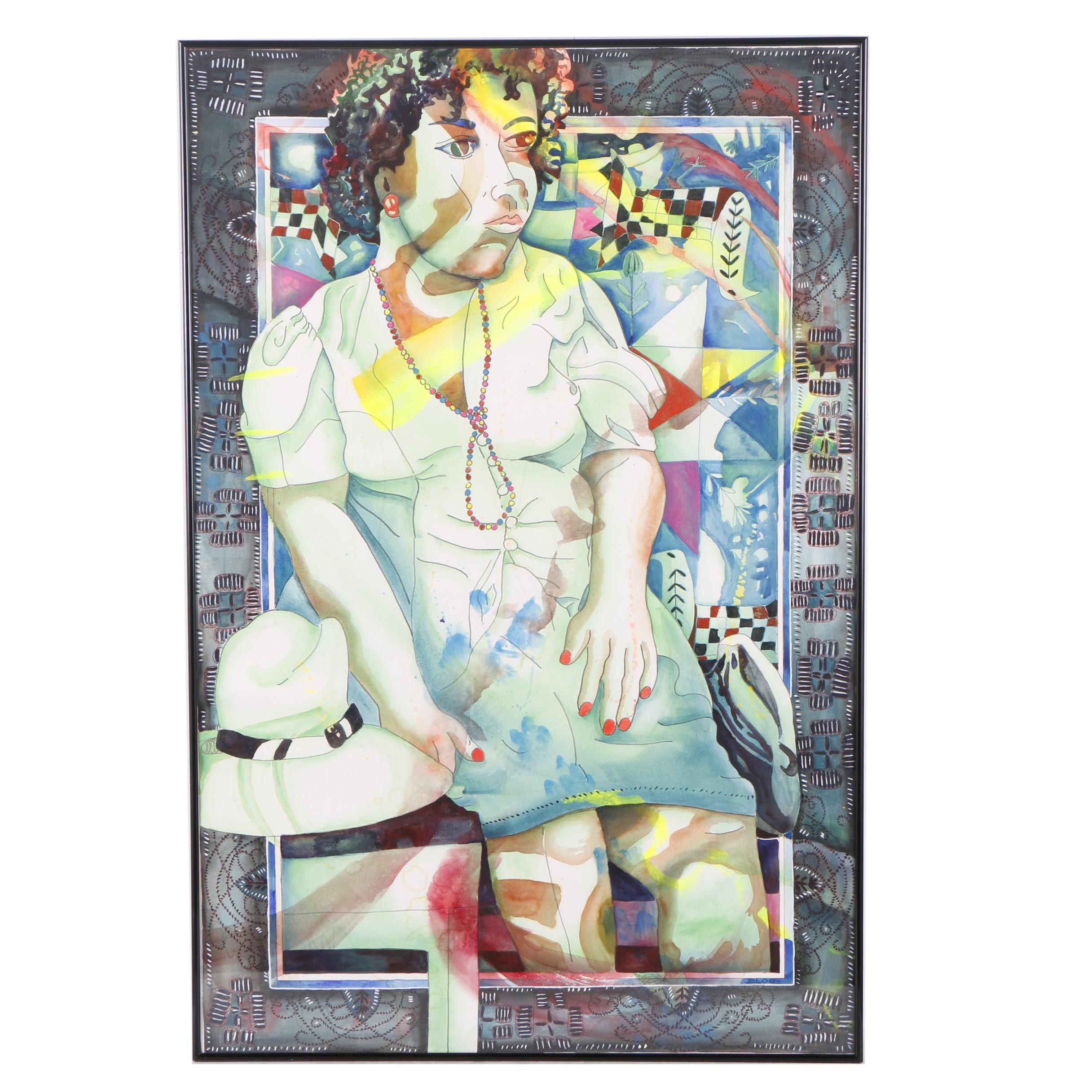 Blou Beard Powell Watercolor Painting