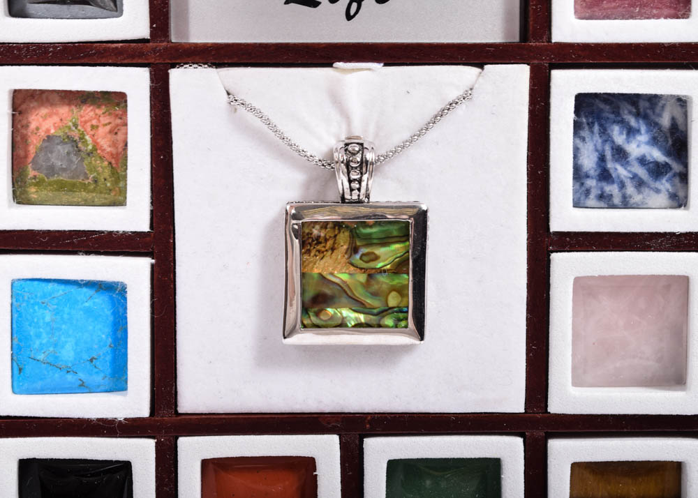 Sterling Silver "Colors of Life" Interchangeable 11-Stone Italian Necklace Set